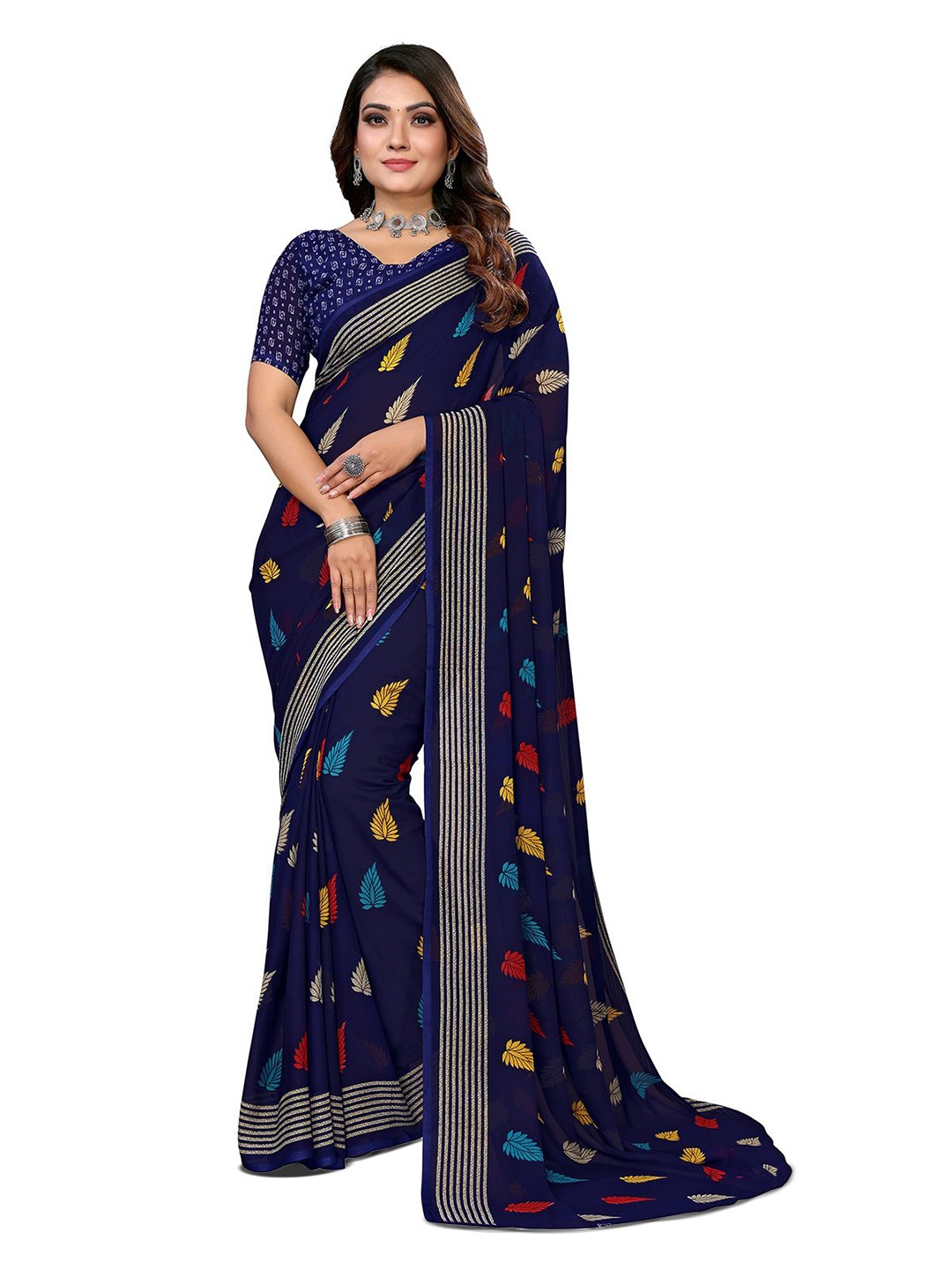 

Moda Rapido Floral Printed Saree, Blue