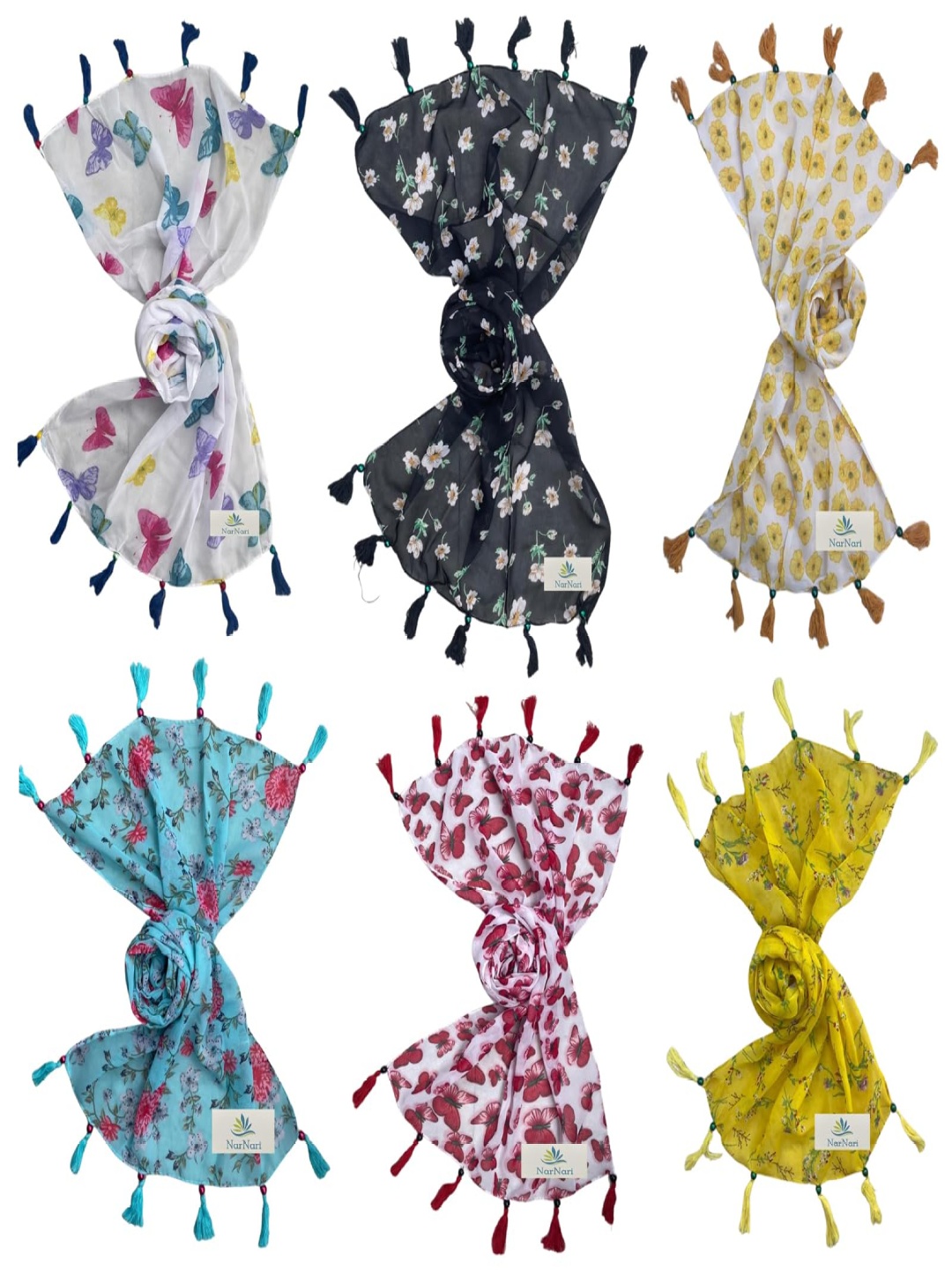

NarNari Women Printed Scarf, Blue