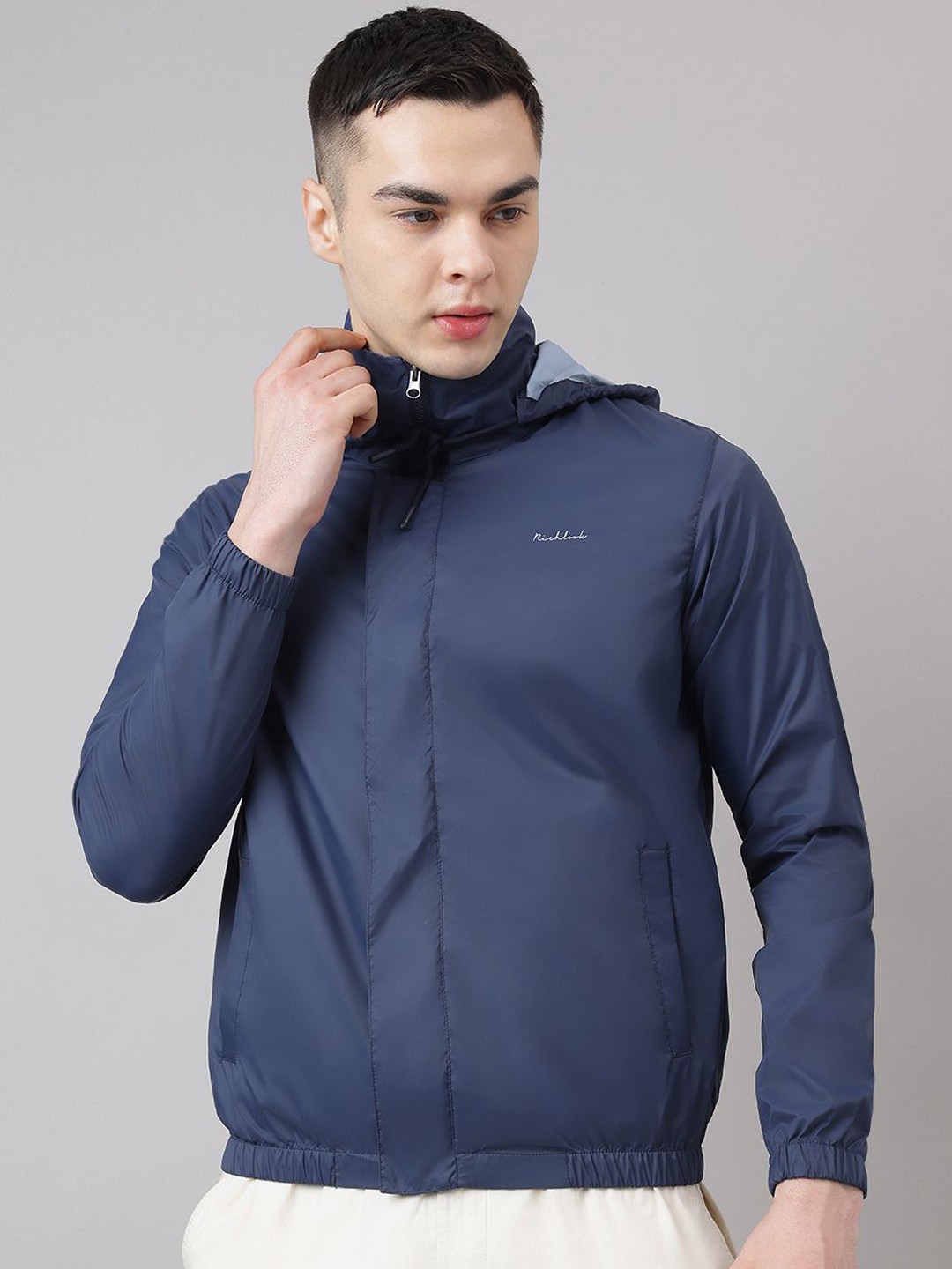 

Richlook Men Polycotton Windcheater Outdoor Biker Jacket, Navy blue