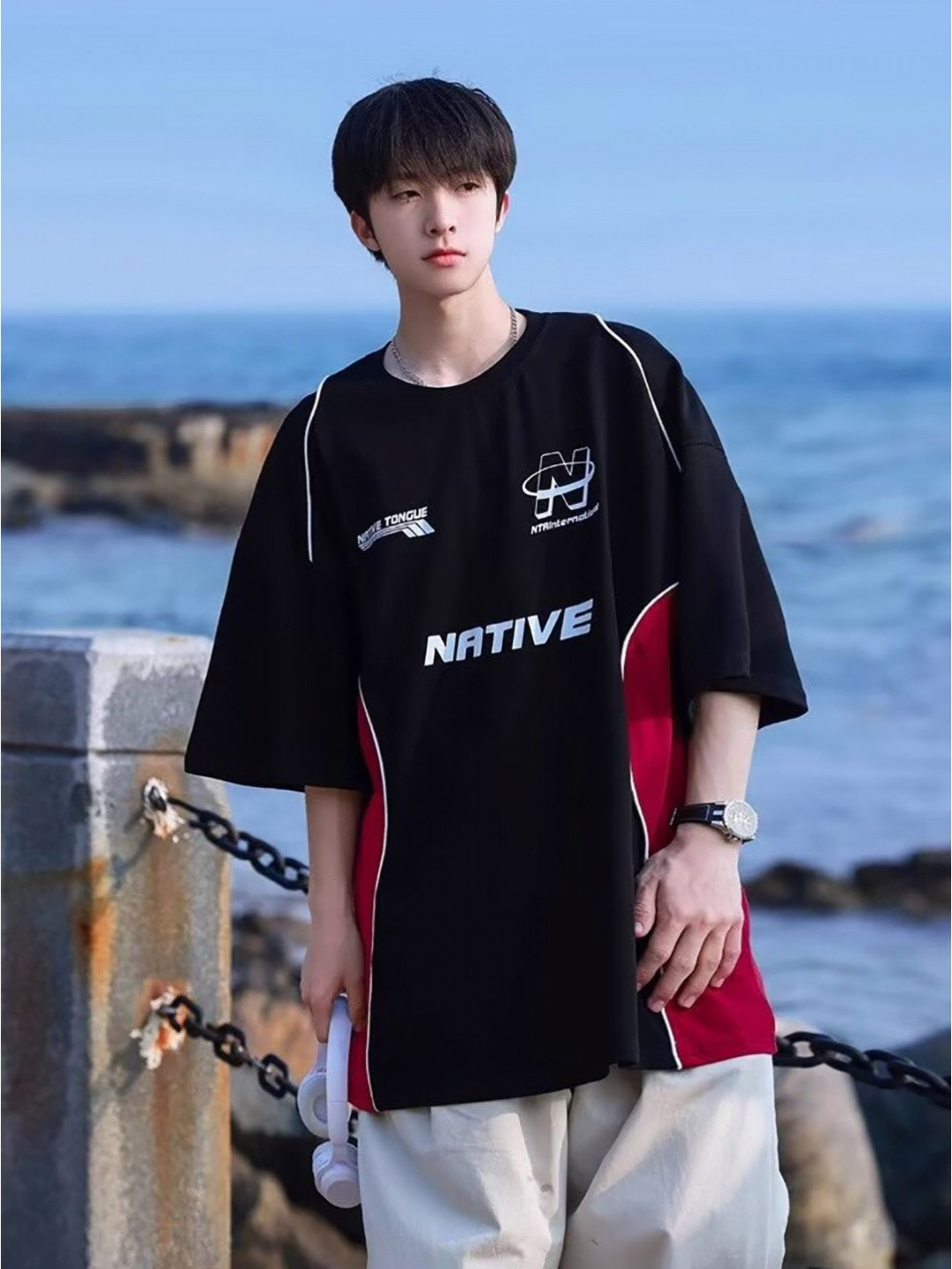 

StyleCast x Revolte Men Graphic Printed Round Neck T-shirt, Black