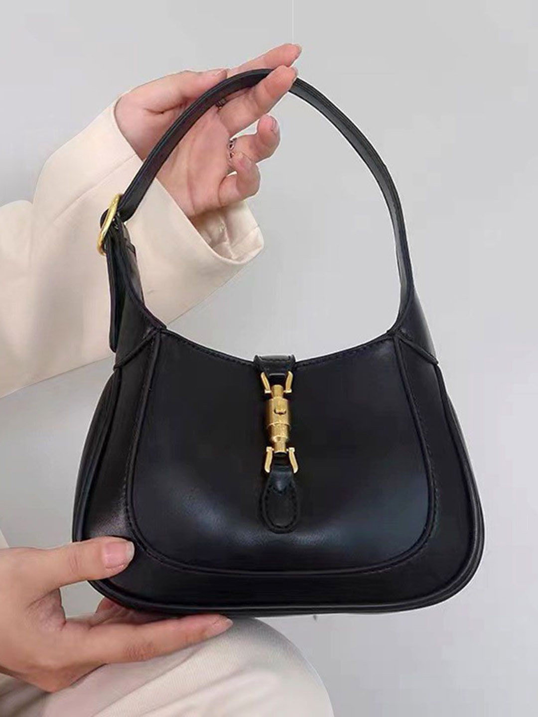 

StyleCast Women Solid Structured Hobo Bag, Black