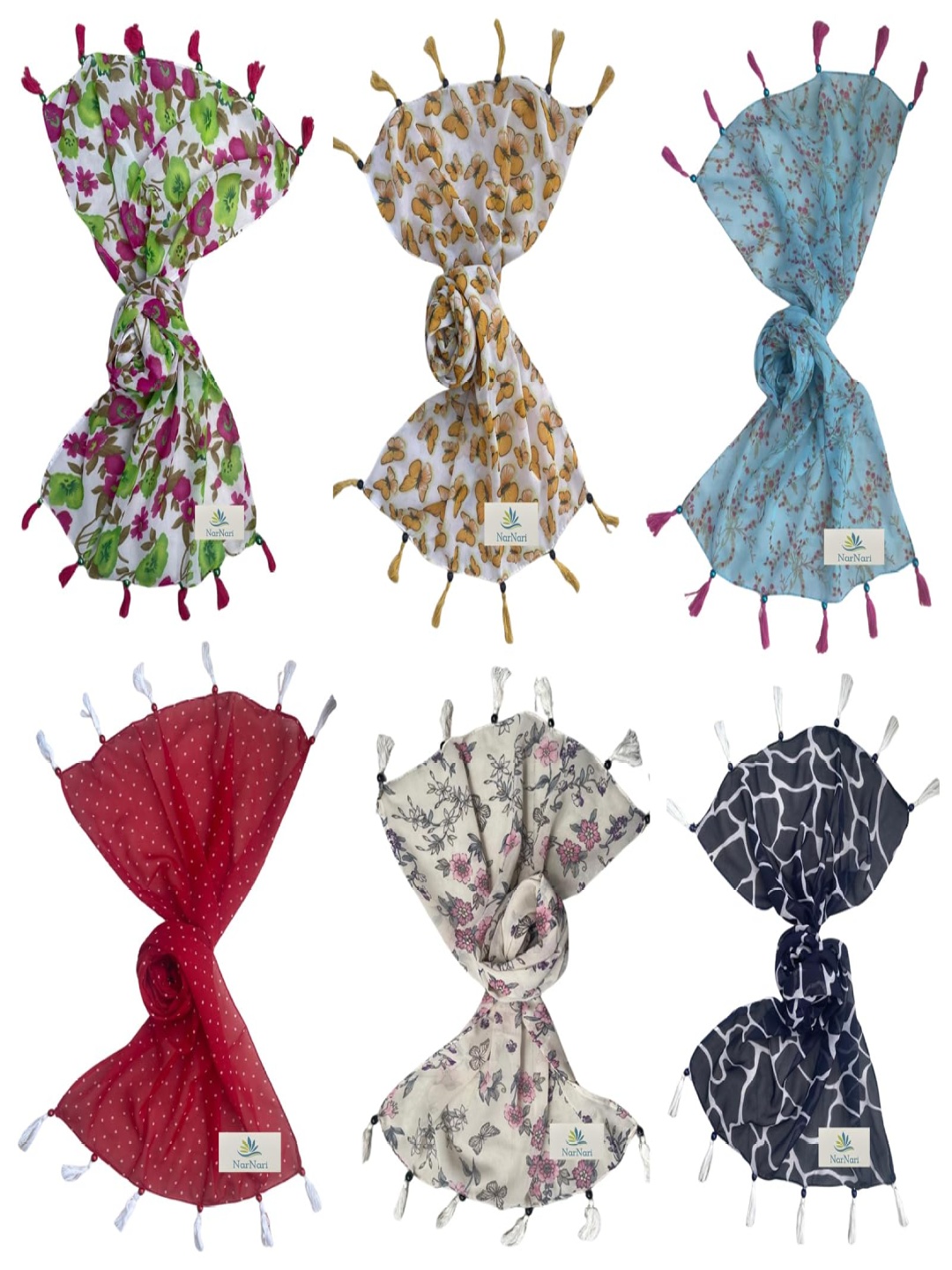 

NarNari Women Printed Scarf, Red