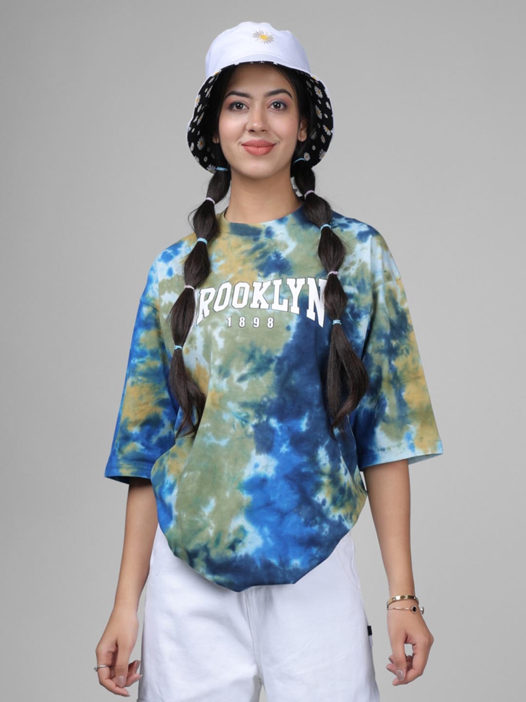 

Eyebogler Women Tie and Dye Dyed T-shirt, Blue