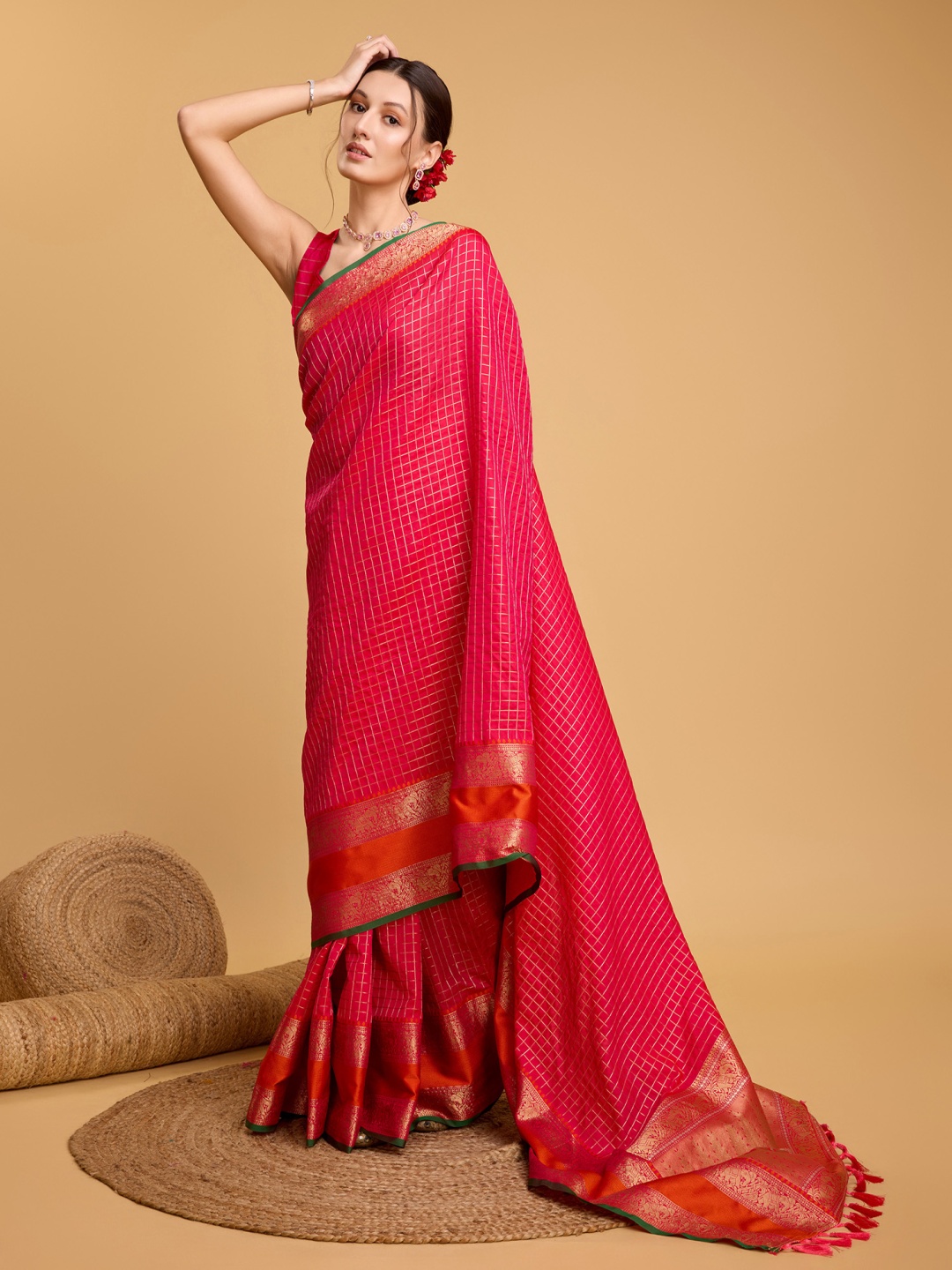 

Munir Woven Design Zari Banarasi Saree, Pink