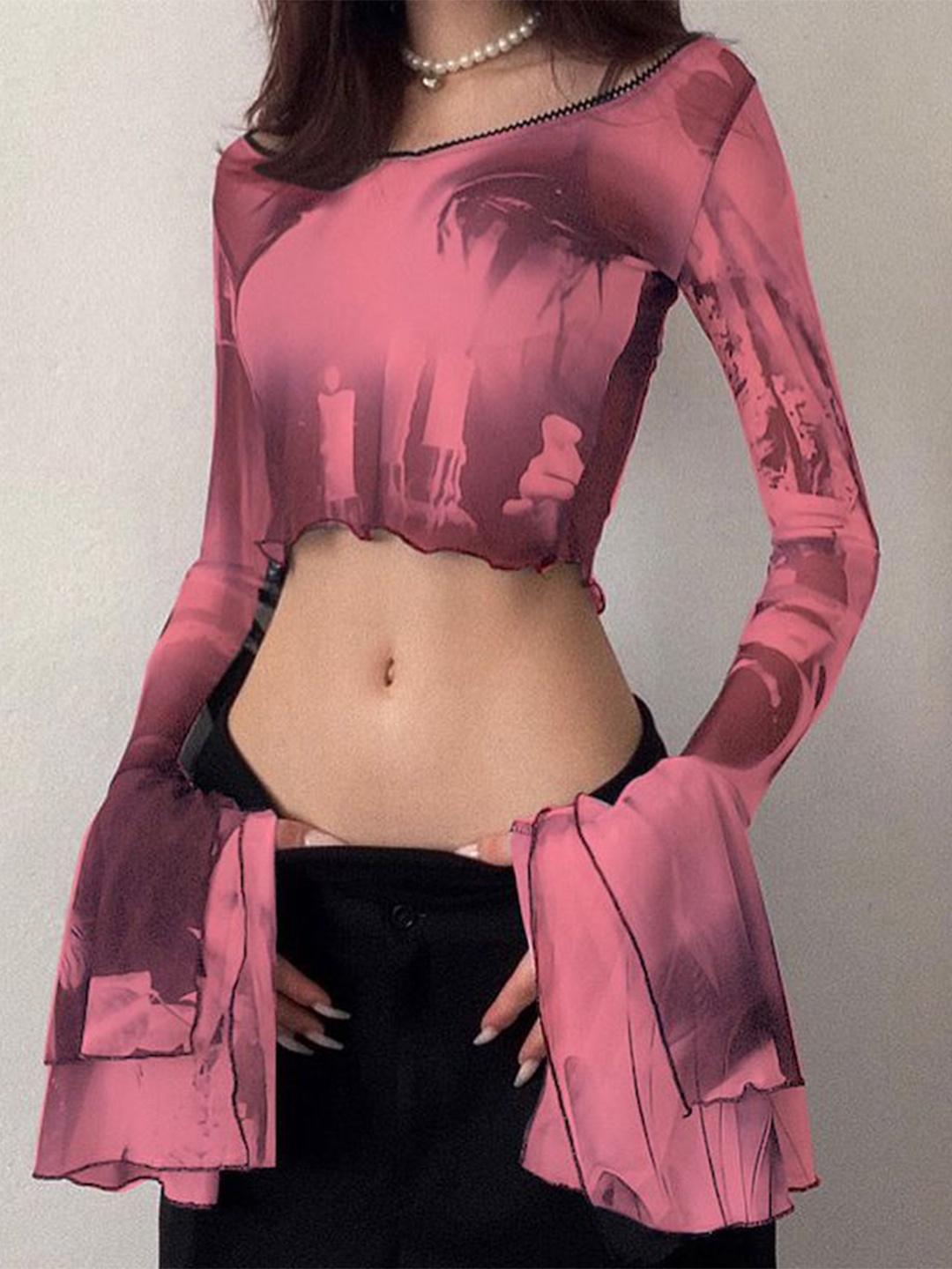 

StyleCast x Revolte Women Printed Crop Top, Fuchsia