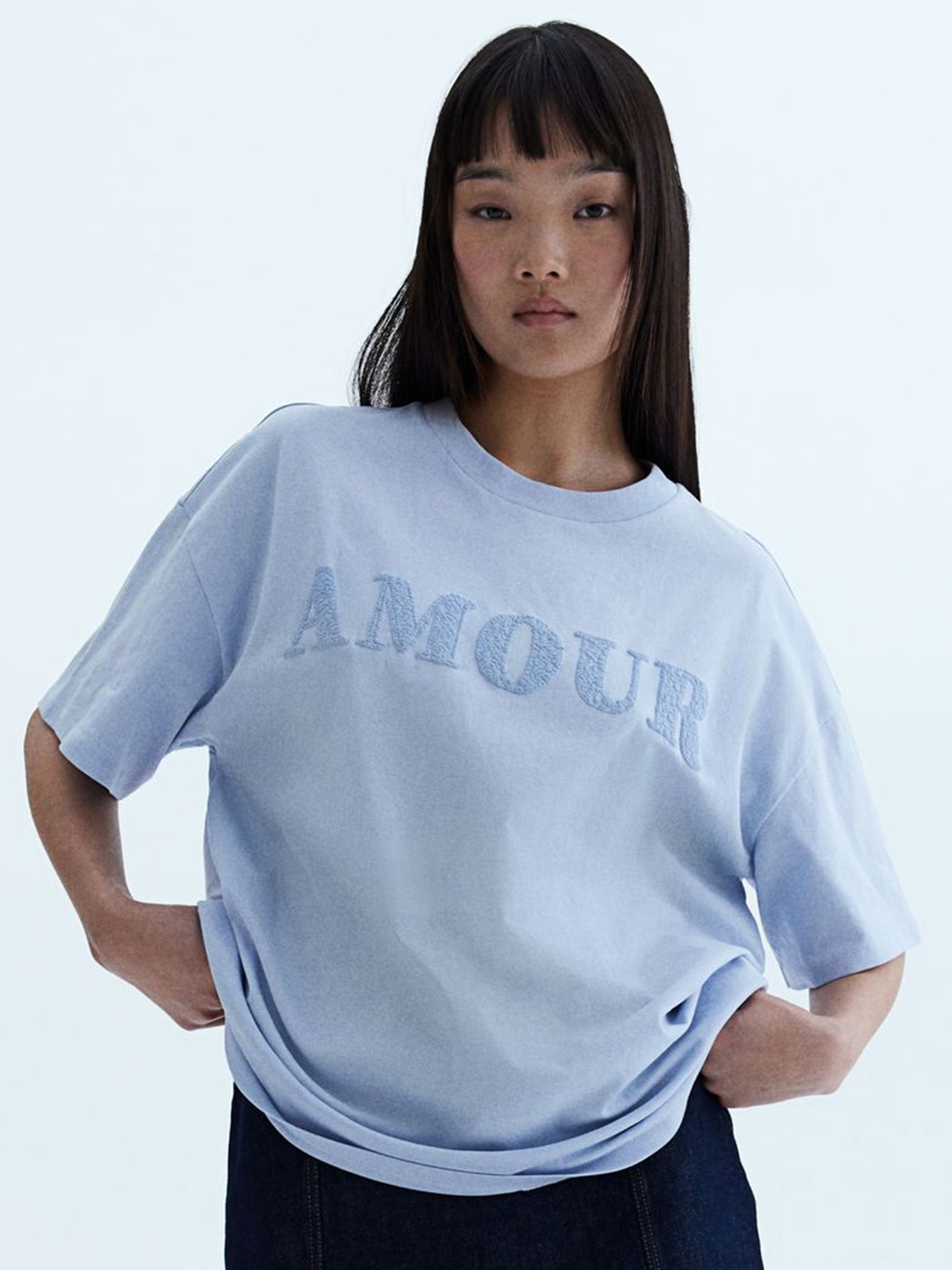 

H&M Oversized Motif-detail T-shirt, Blue