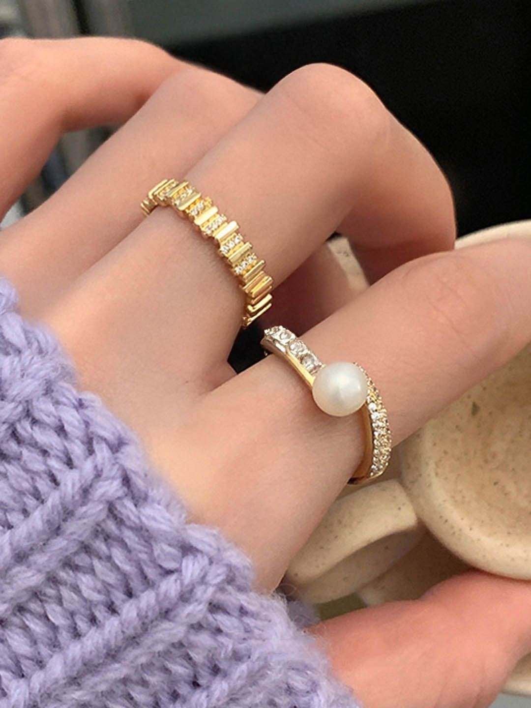 

StyleCast Gold-Toned Set Of 2 Artificial Stones Studded Finger Rings