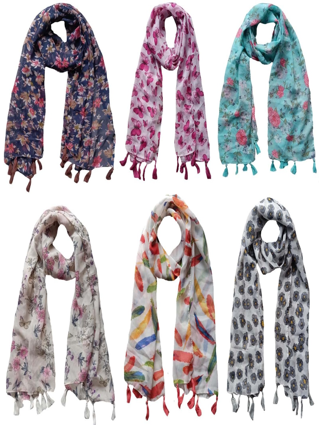 

NarNari Women Printed Scarf, Navy blue