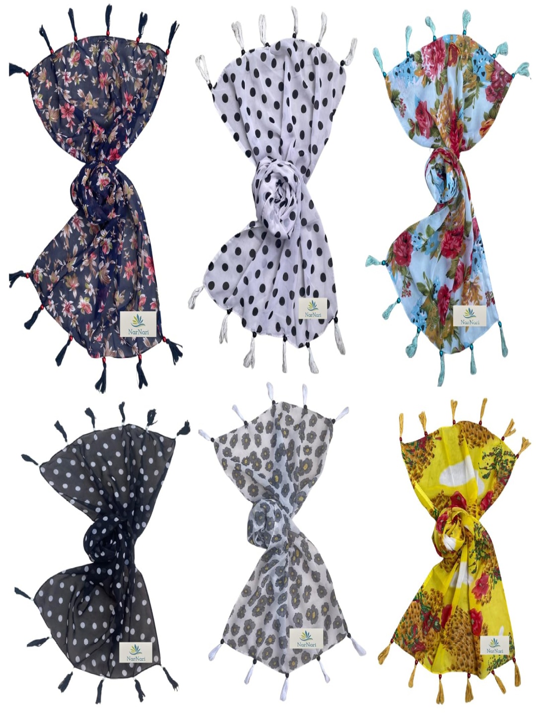 

NarNari Women Printed Scarf, Navy blue