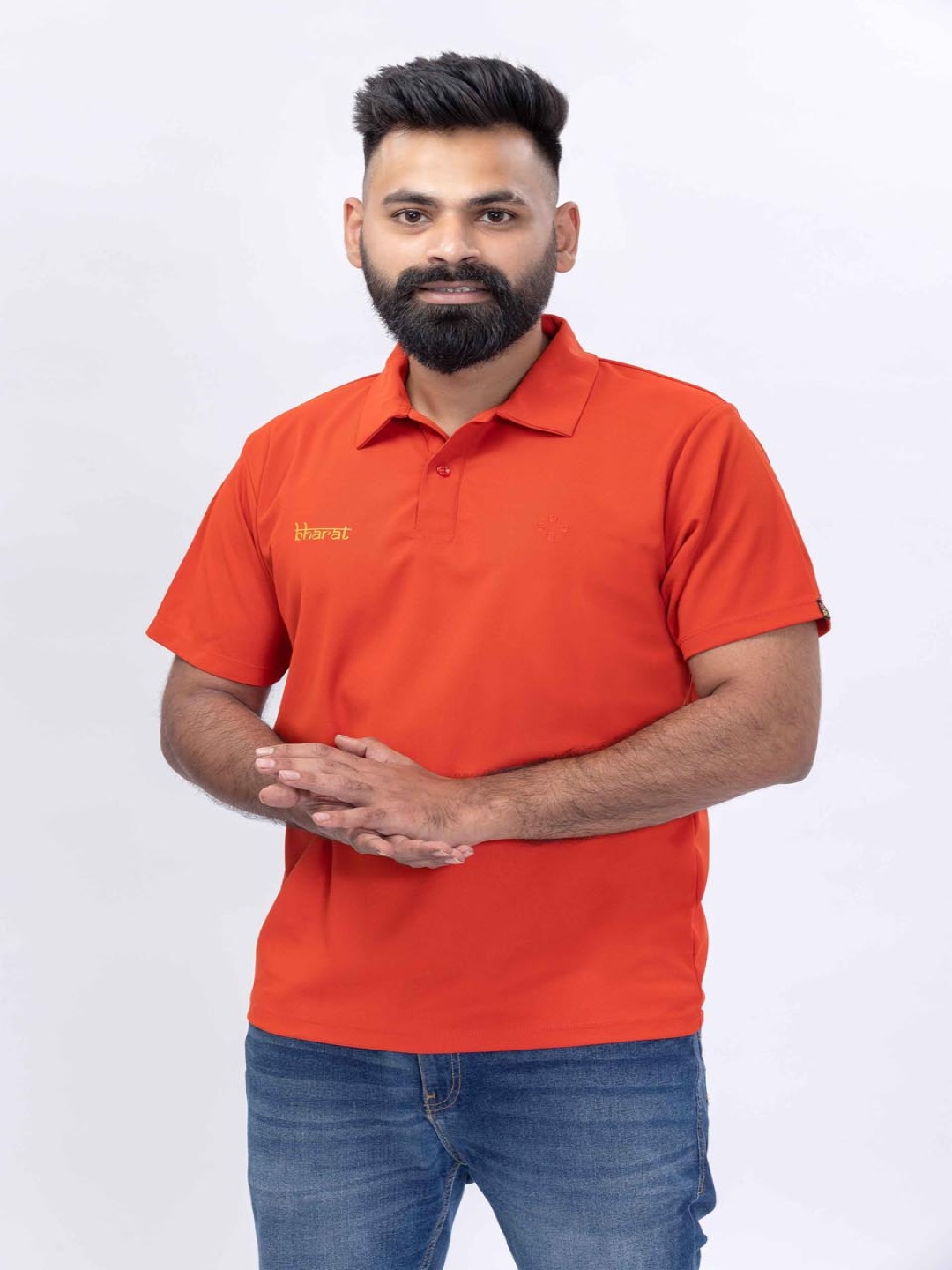 

HOUSE OF RS Men Solid Polo Collar T-shirt, Orange