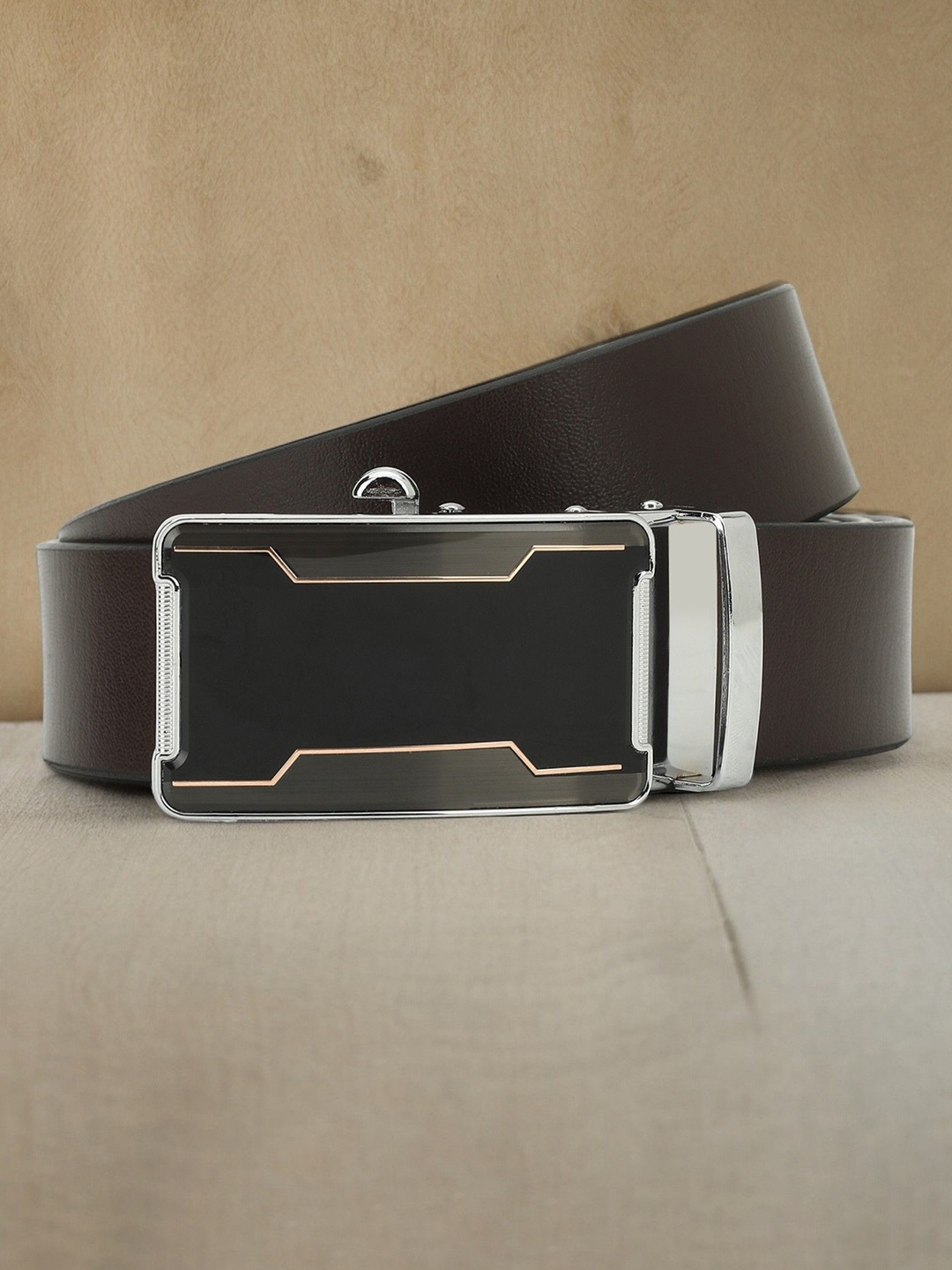 

Provogue Men Textured Leather Formal Belt, Coffee brown