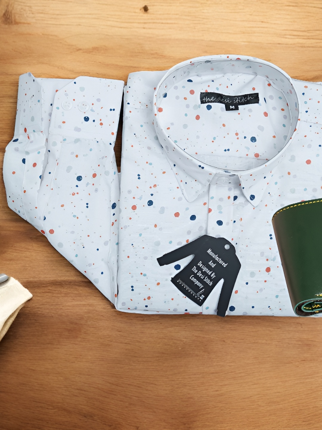 

Anikmart 2 Pieces Geometric Printed Cotton Shirt With Leather Wallet, White