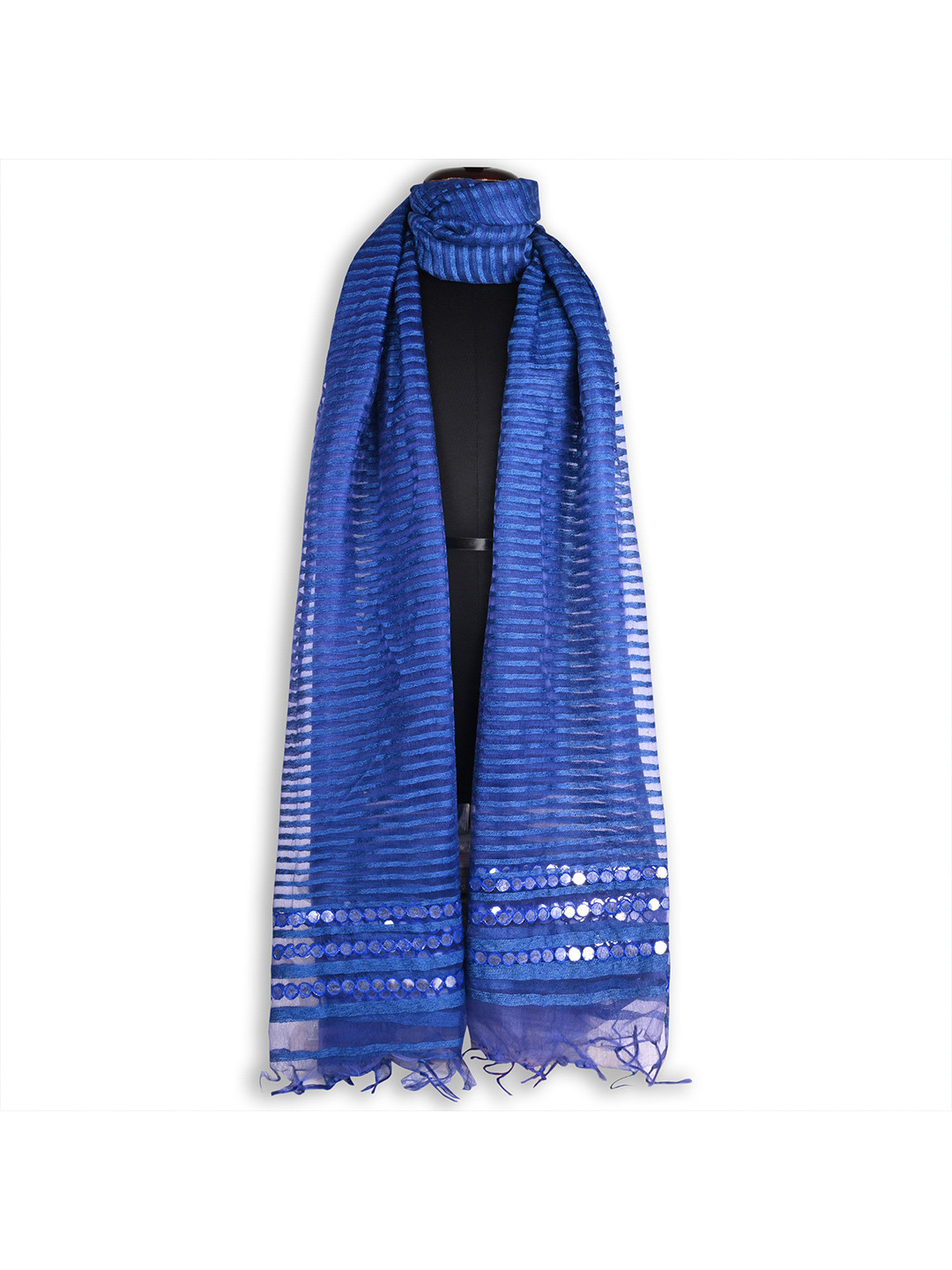

Wish Karo Embroidered Tie and Dye Dupatta with Mirror Work, Blue
