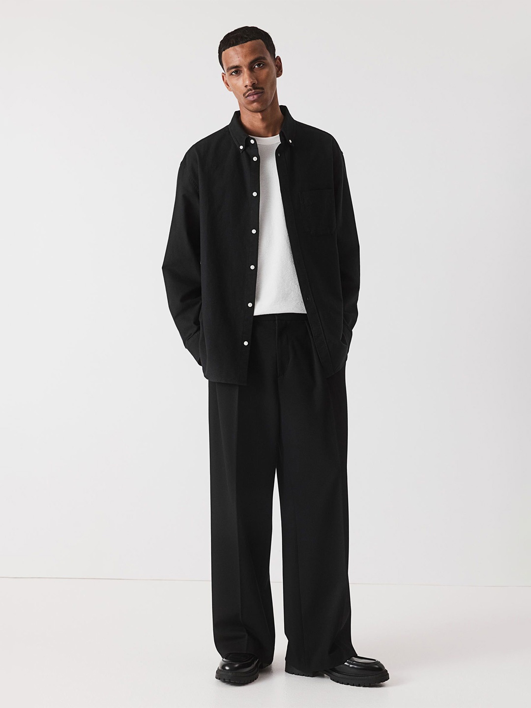 

H&M Regular Fit Oxford Shirt, Black