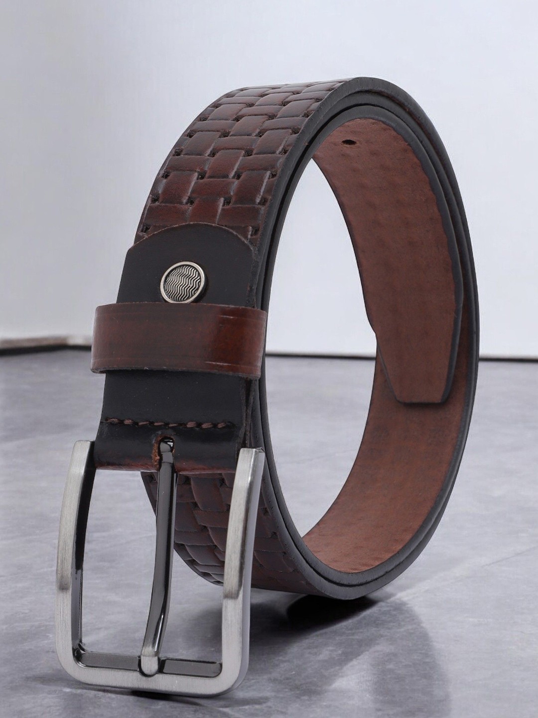 

Provogue Men Textured Leather Belt, Brown