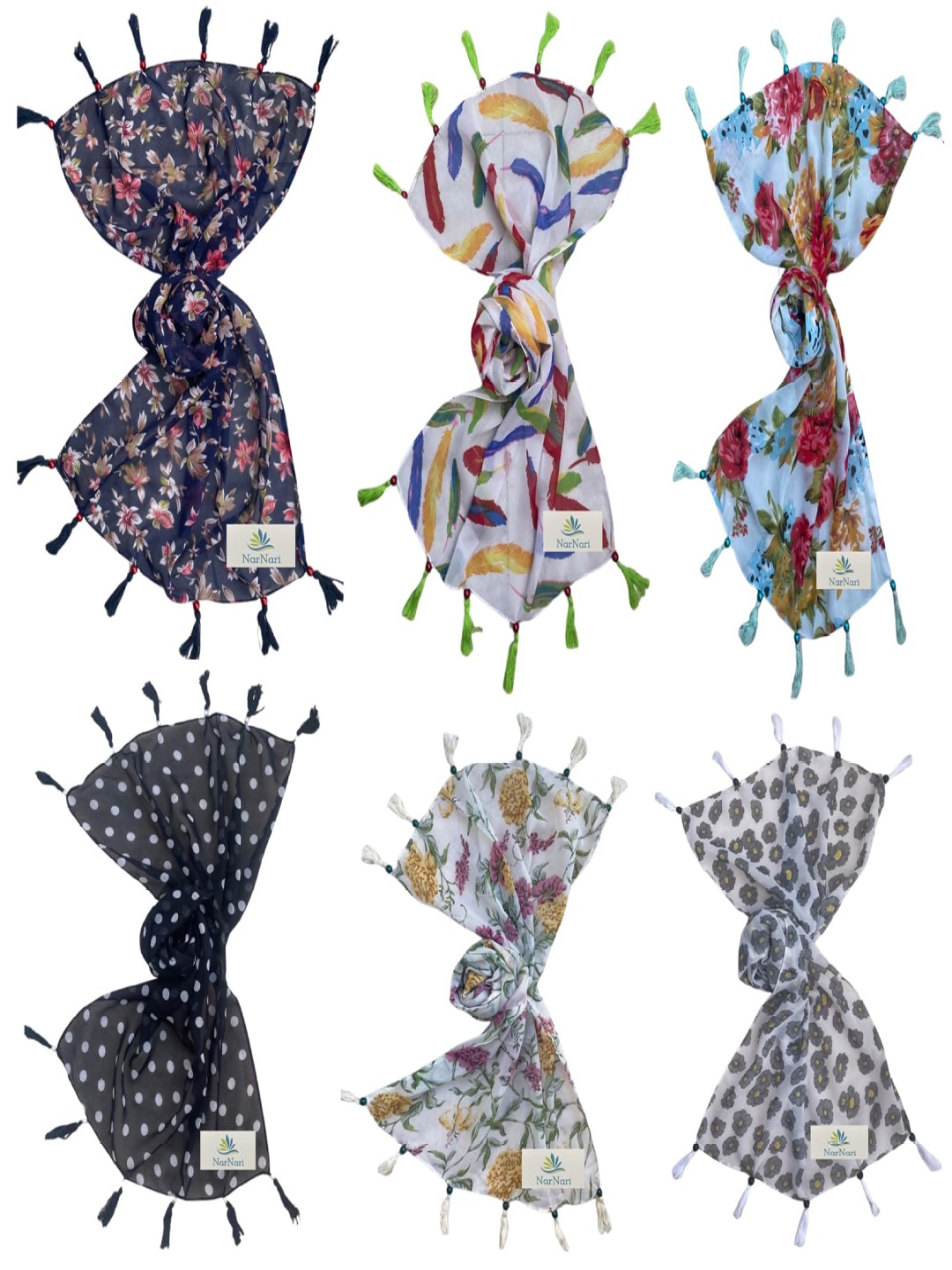 

NarNari Women Printed Scarf, Black