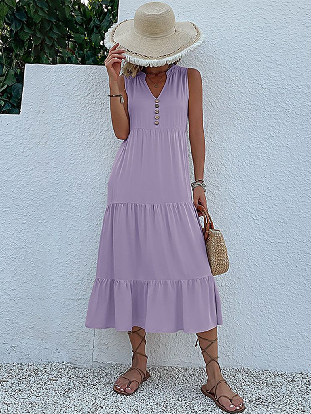 

StyleCast x Revolte Layered A-Line Midi Dress, Purple