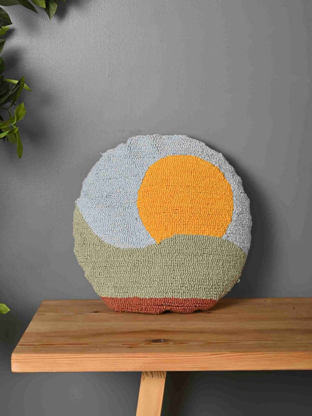 

Aura Blue & Orange Embroidered Textured Cotton Round Cushion Covers