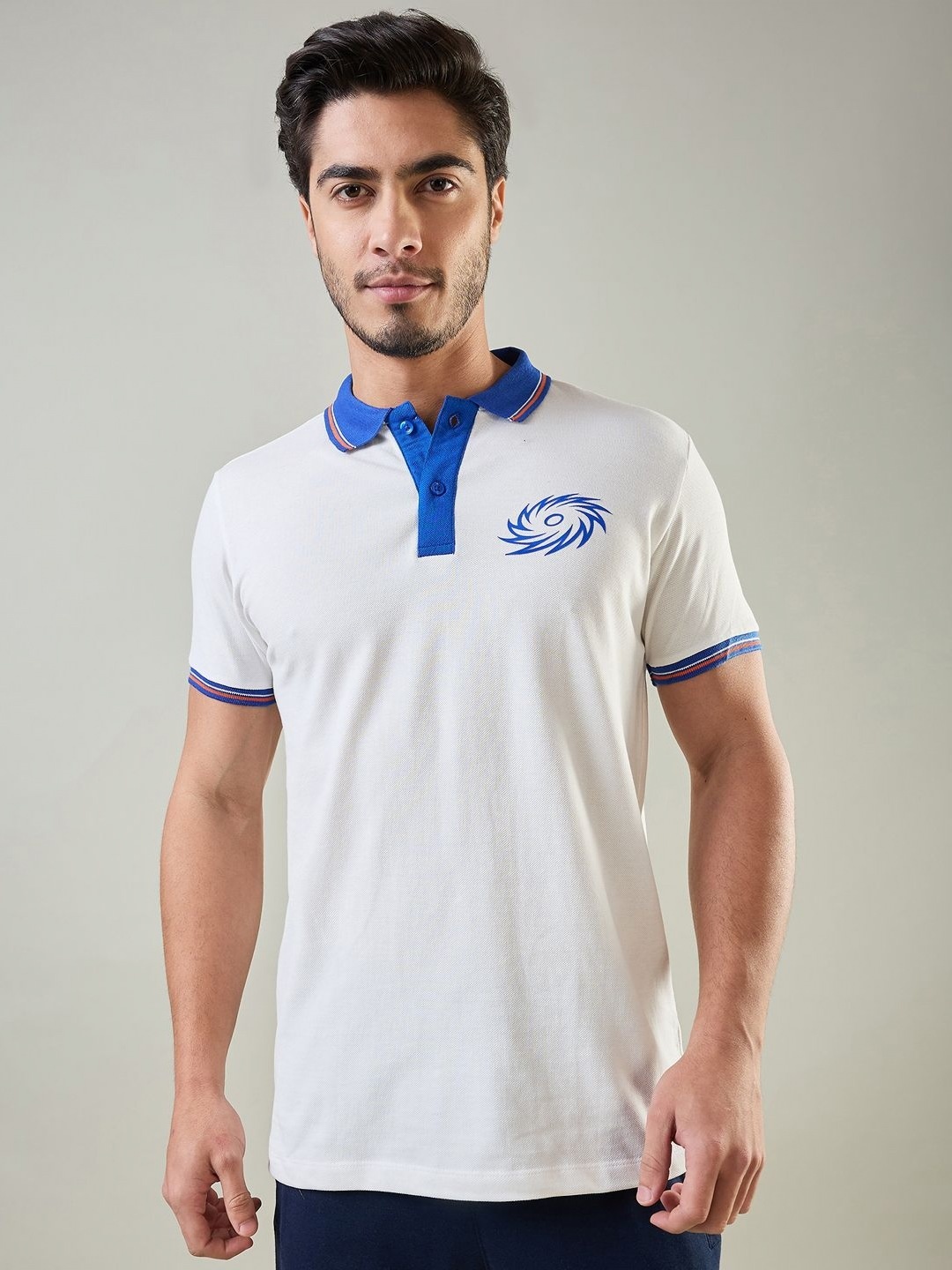 

FanCode Men Solid Polo Collar Cotton T-shirt, White
