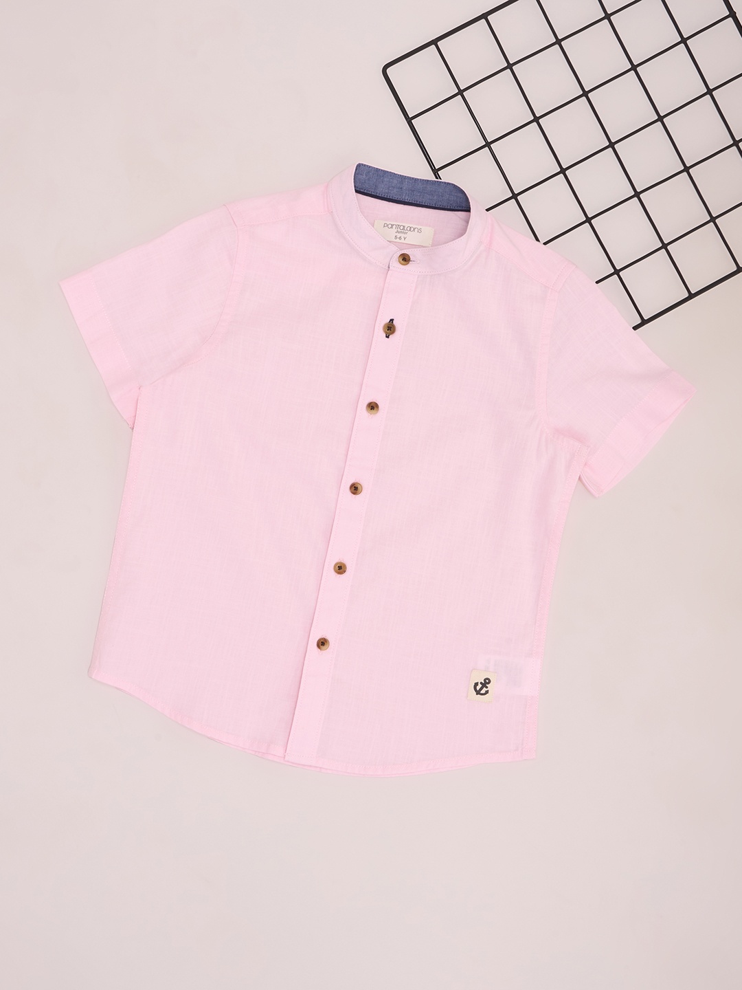 

Pantaloons Junior Boys Band Collar Solid Cotton Casual Shirt, Pink