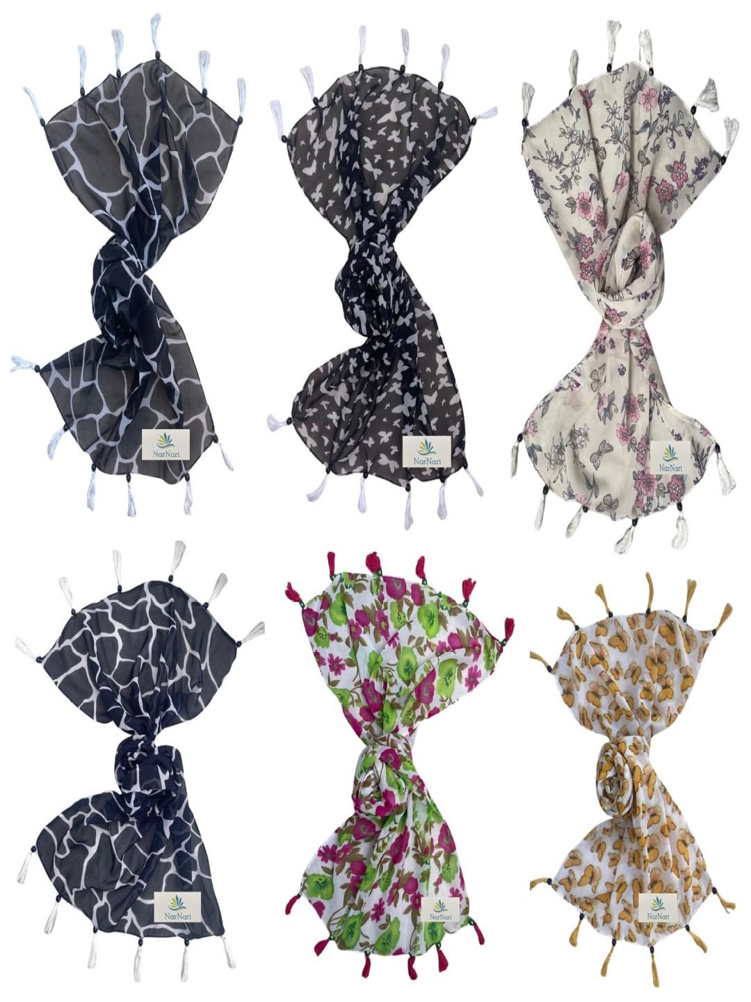

NarNari Women Printed Scarf, Black