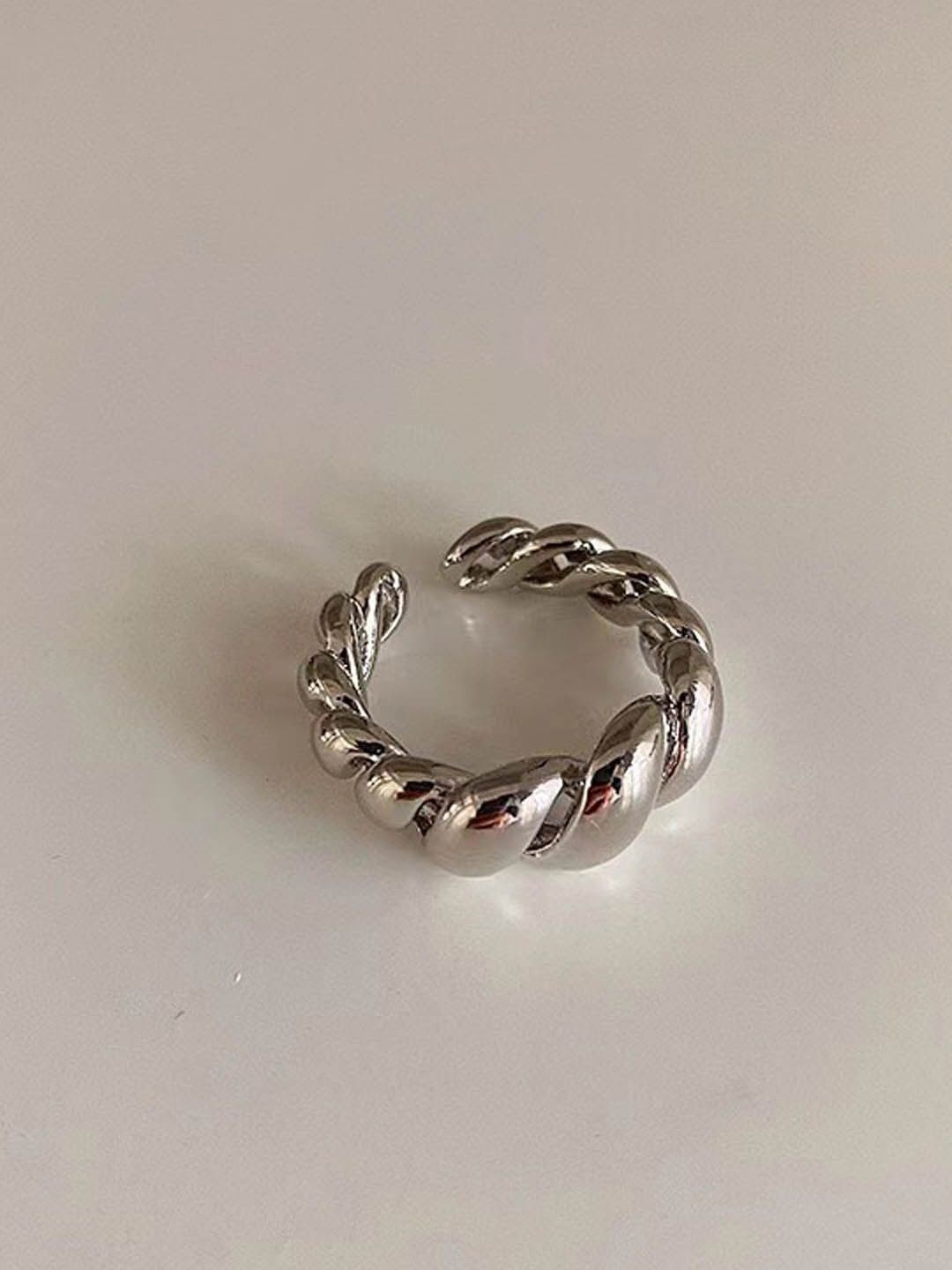 

StyleCast Silver-Toned Silver-Plated Adjustable Finger Ring