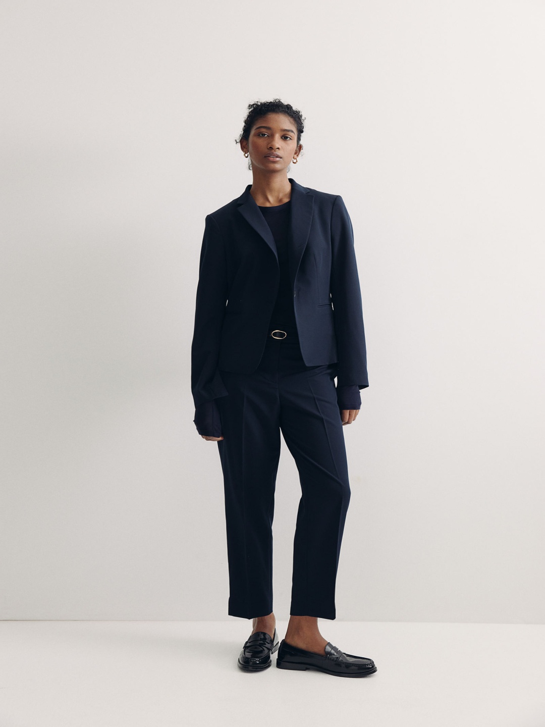 

H&M Ankle-Length Cigarette Trousers, Blue