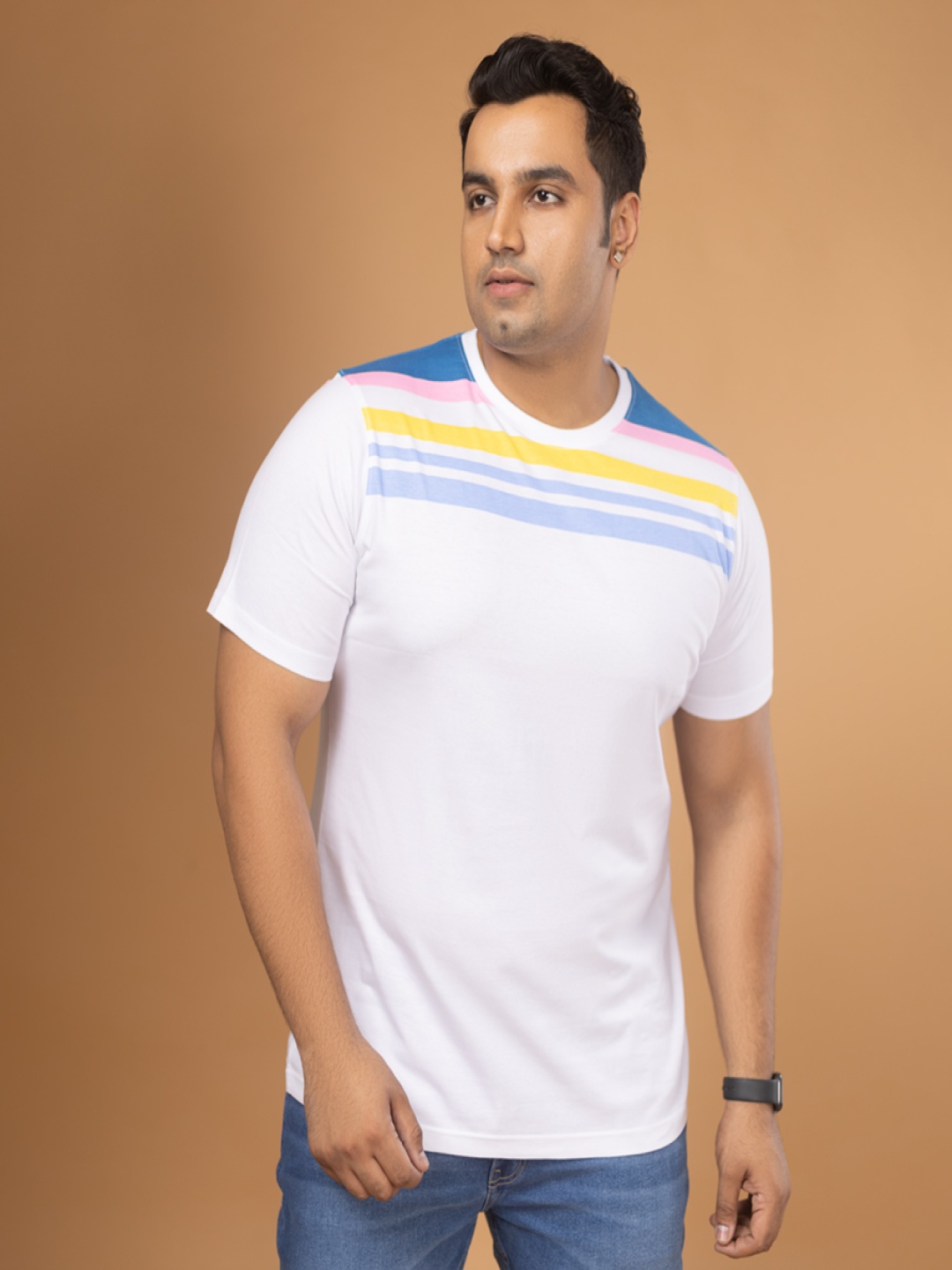 

Sizeupp Men Printed Pockets T-shirt, White