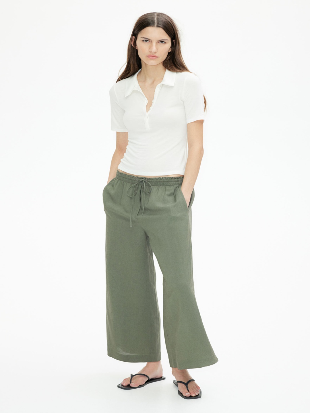 

H&M Ankle-Length Trousers, Green