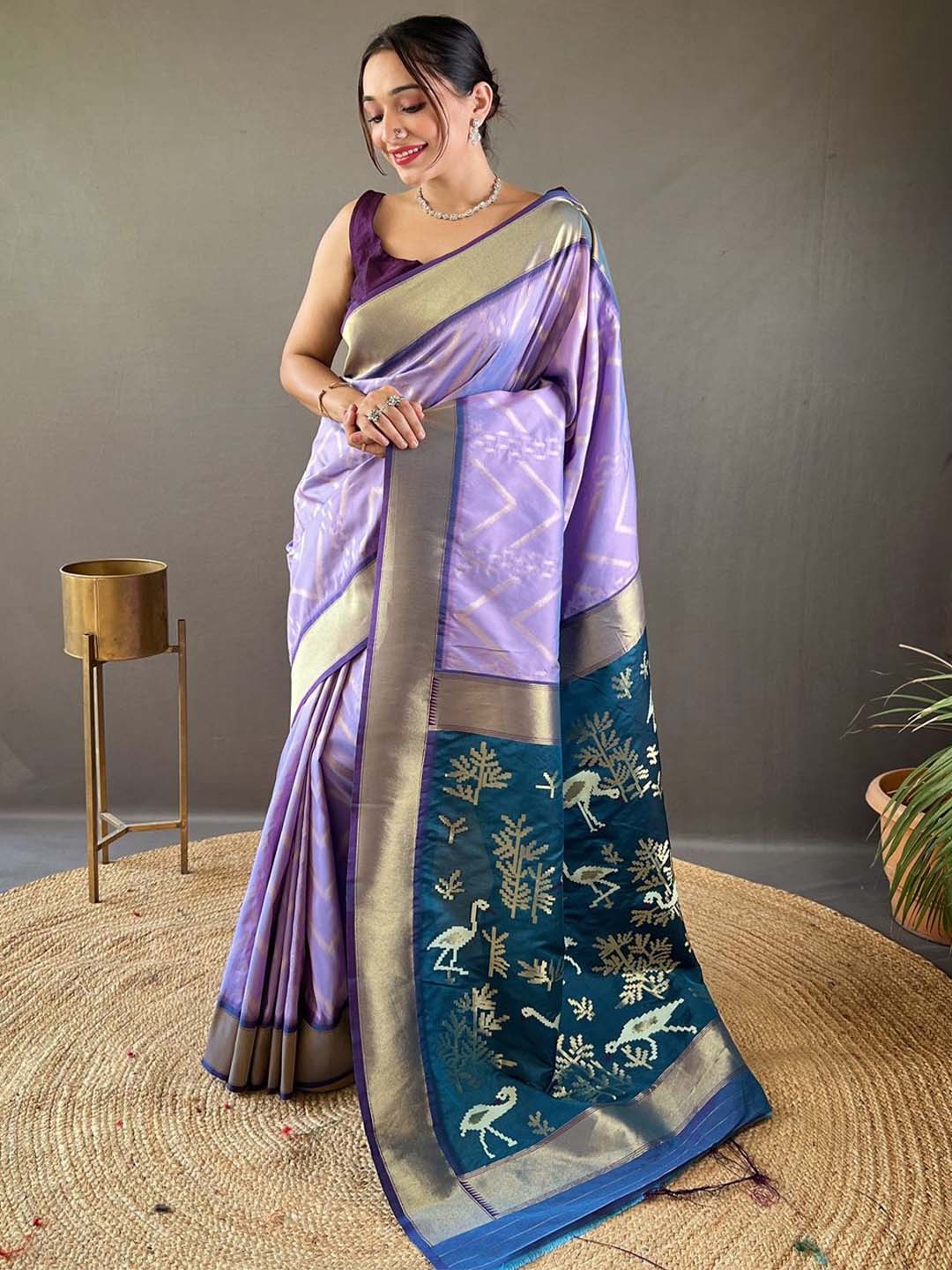 

TORONFRAS Woven Design Zari Kanjeevaram Saree, Lavender