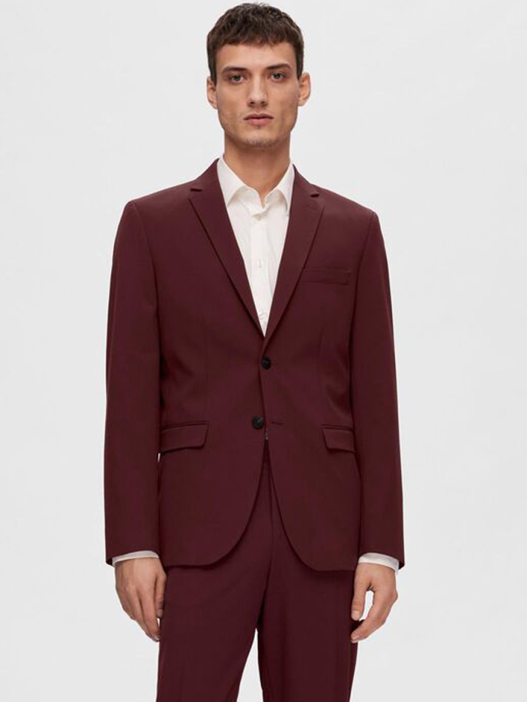 

SELECTED Slim-Fit Single-Breasted Formal Blazer, Maroon