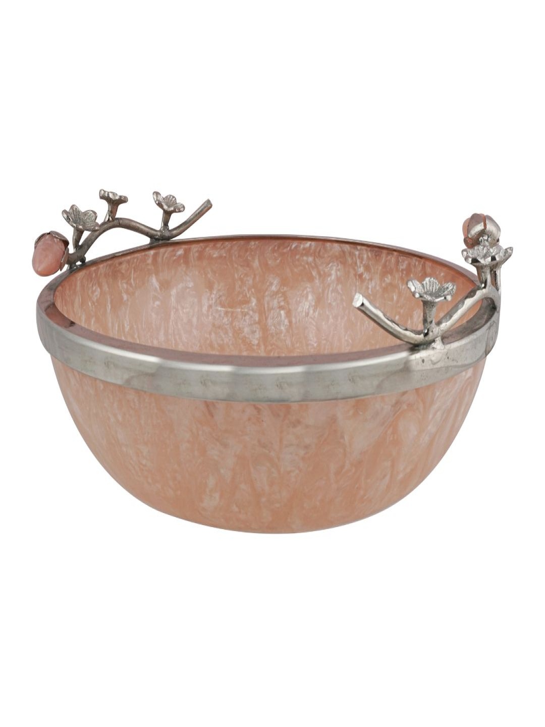 

THE HOME CO. Silver-Toned and Pink Silicone Glossy Easy to Clean Serving Bowl