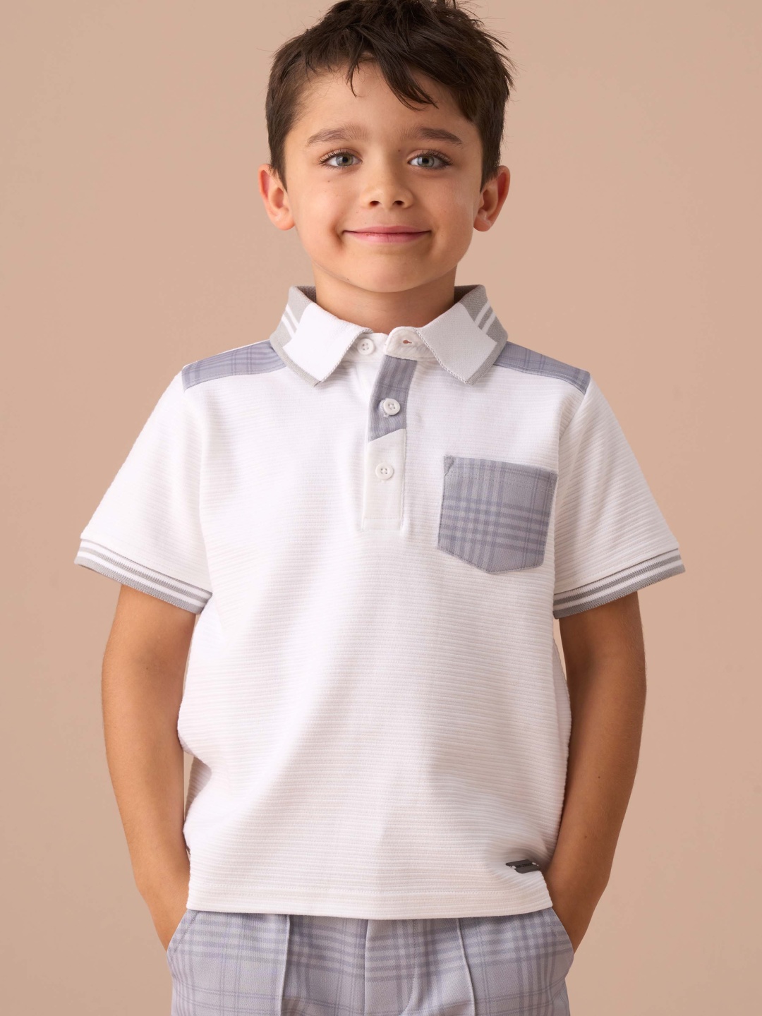 

Angel & Rocket Kane Textured Colour Block Polo, White