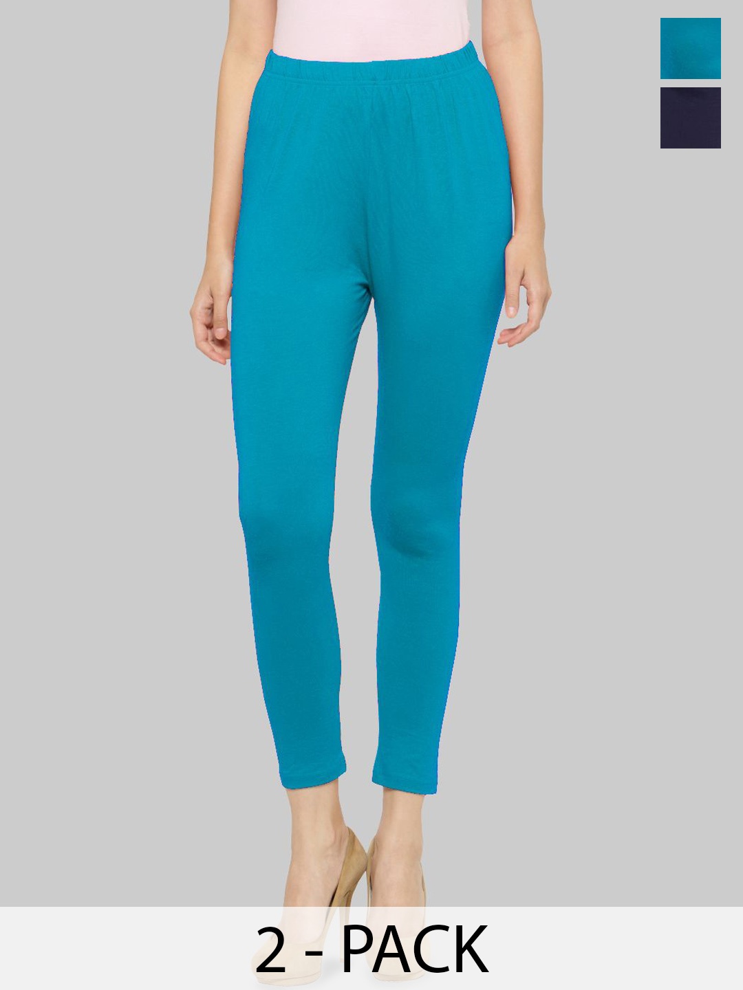 

Castle Lifestyle Pack Of 2 Mid-Rise Ankle-Length Leggings, Blue