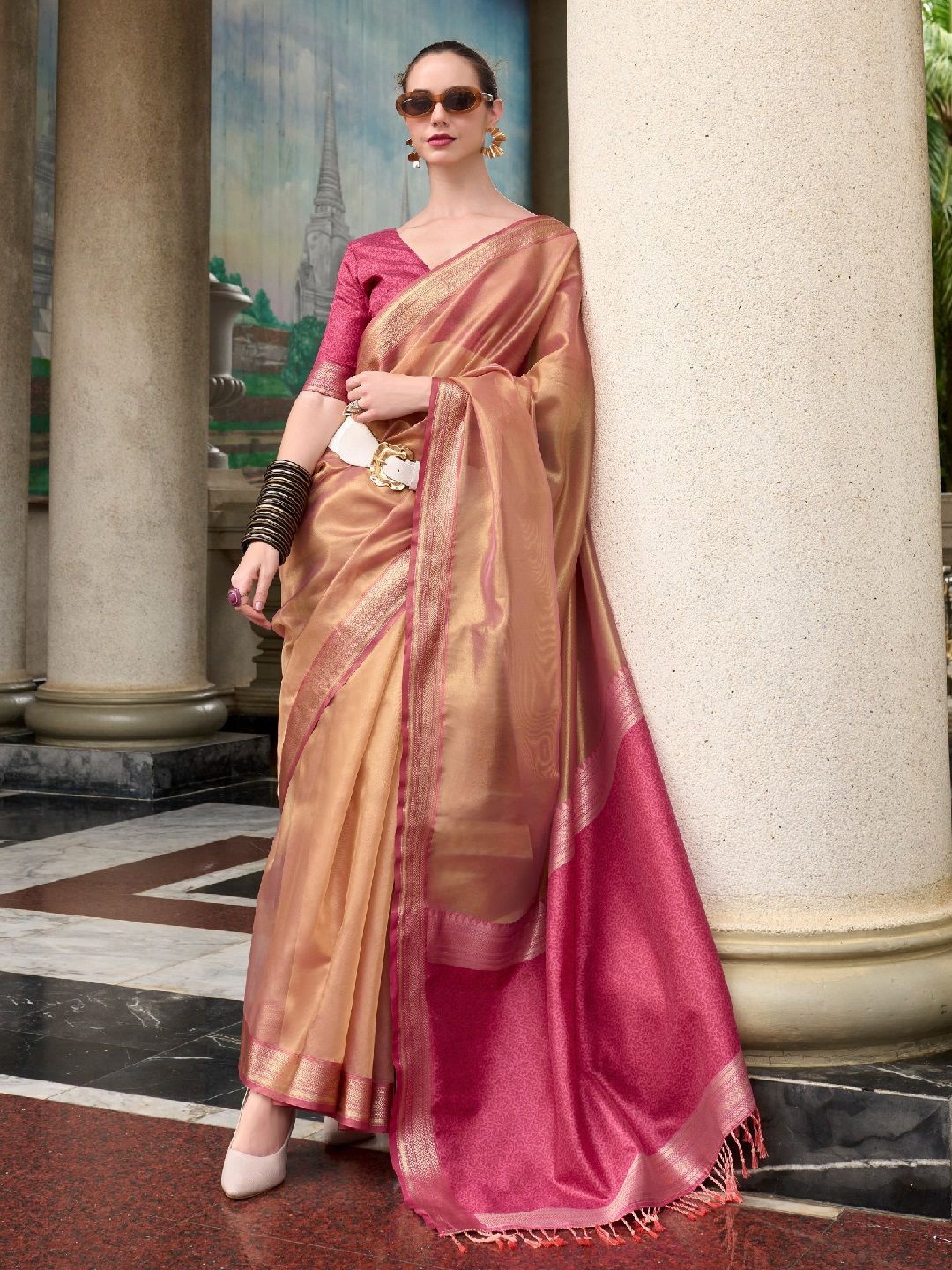 

Mitera Zari Tissue Saree, Beige