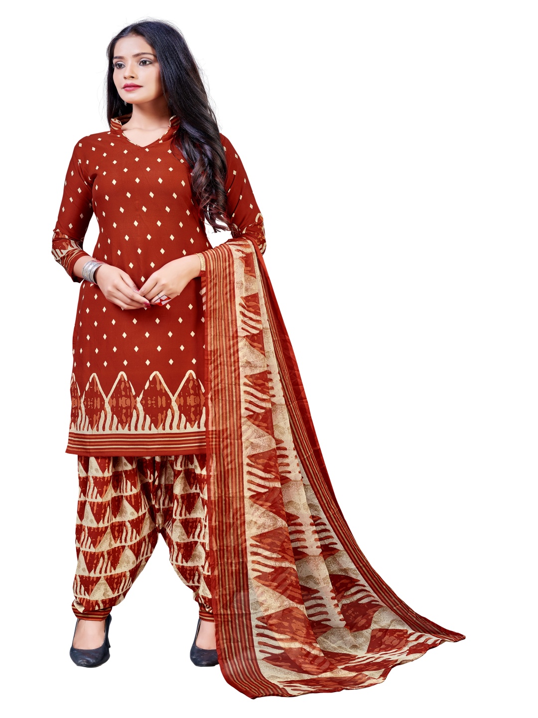 

HERE&NOW Embellished Unstitched Dress Material, Maroon