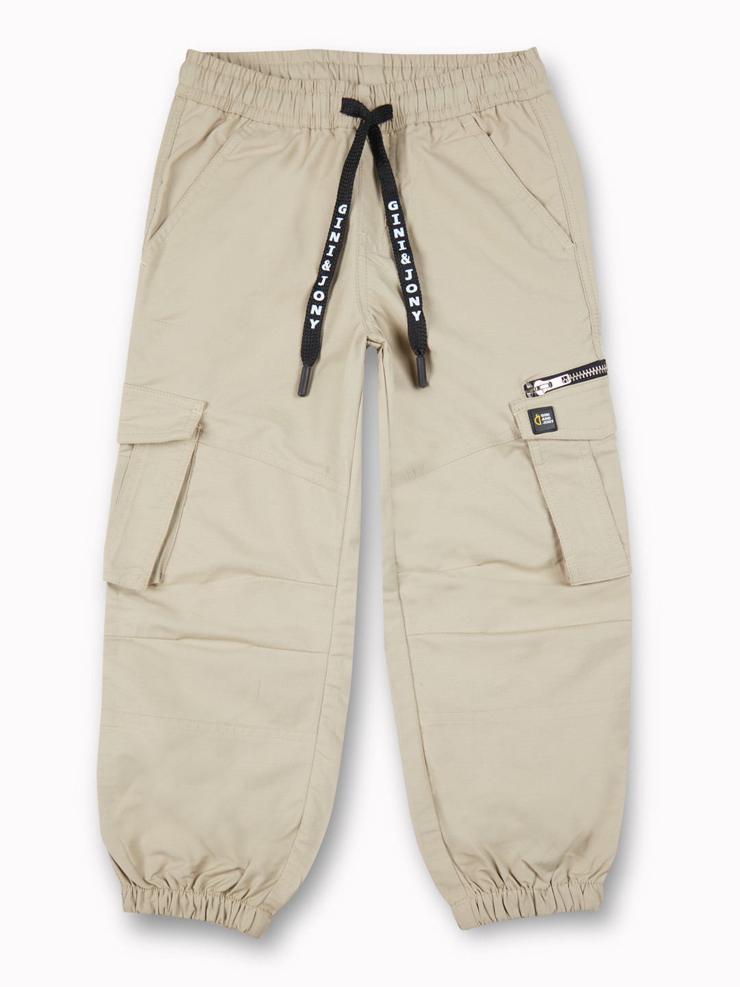 

Gini and Jony Boys Printed Comfort Cargos Trousers, Beige