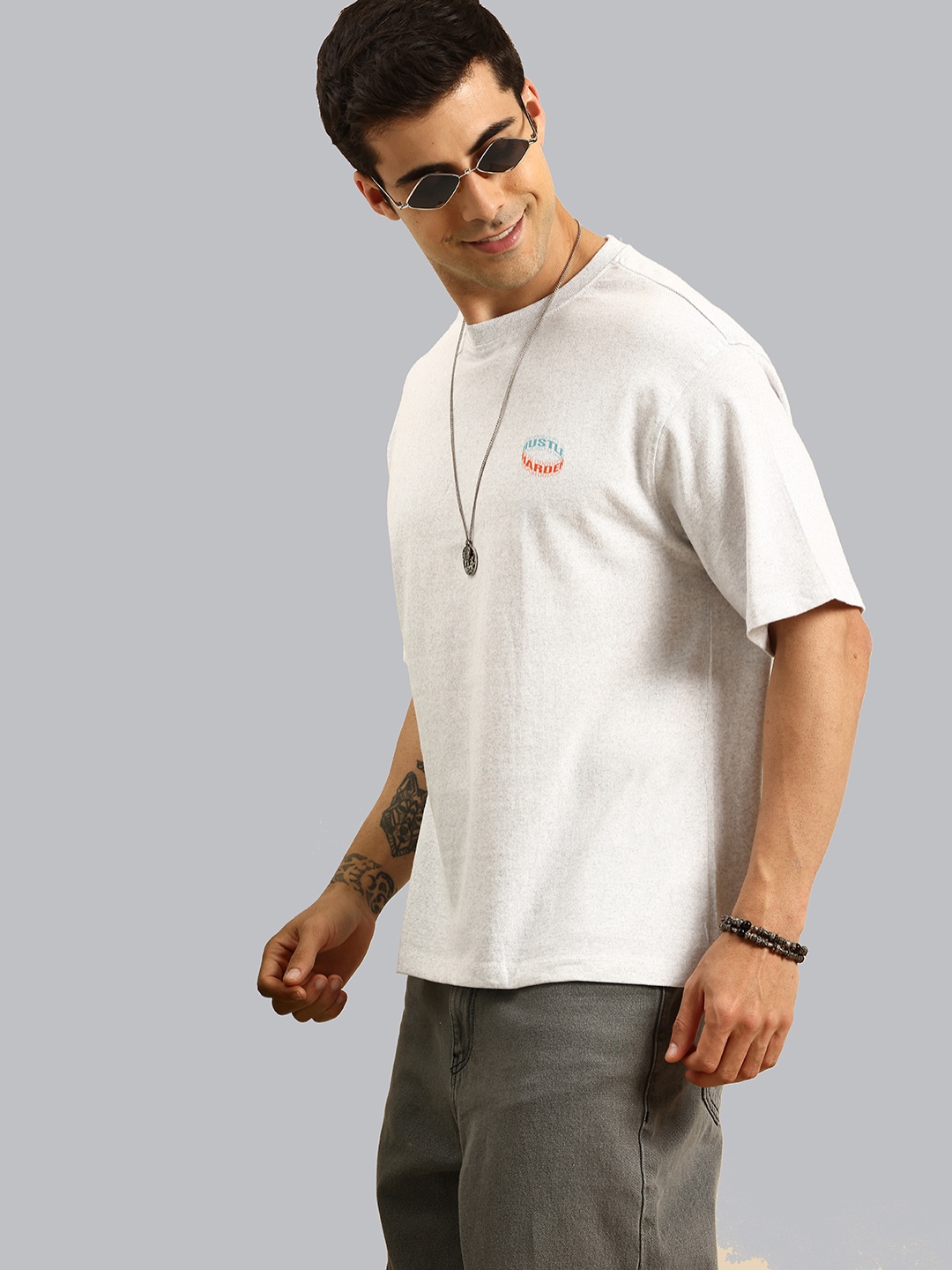 

R.Code by The Roadster Life Co. Men Applique T-shirt, Silver