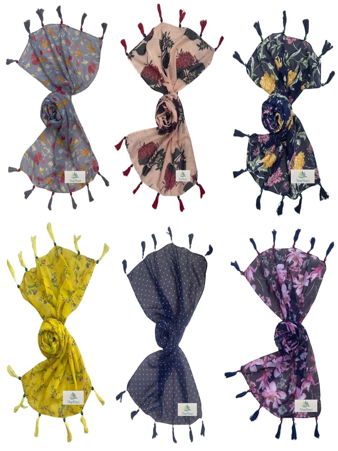 

NarNari Women Printed Scarf, Yellow