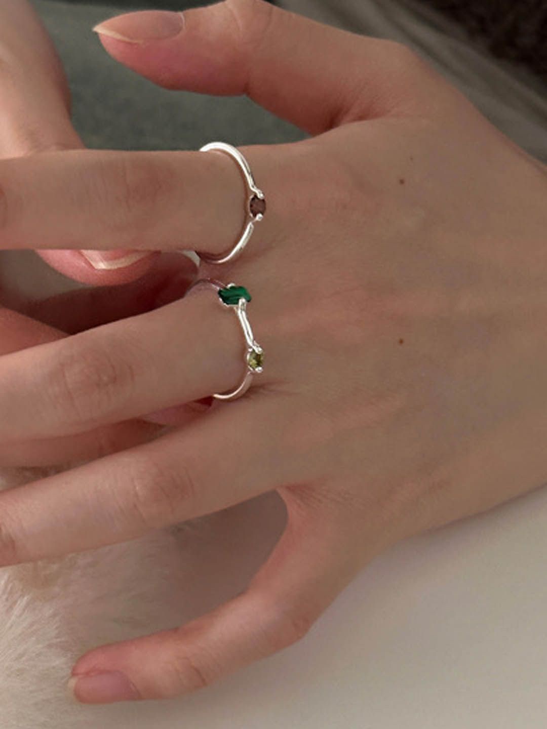 

StyleCast Set Of 2 Artificial Stones-Studded Finger Ring, Silver
