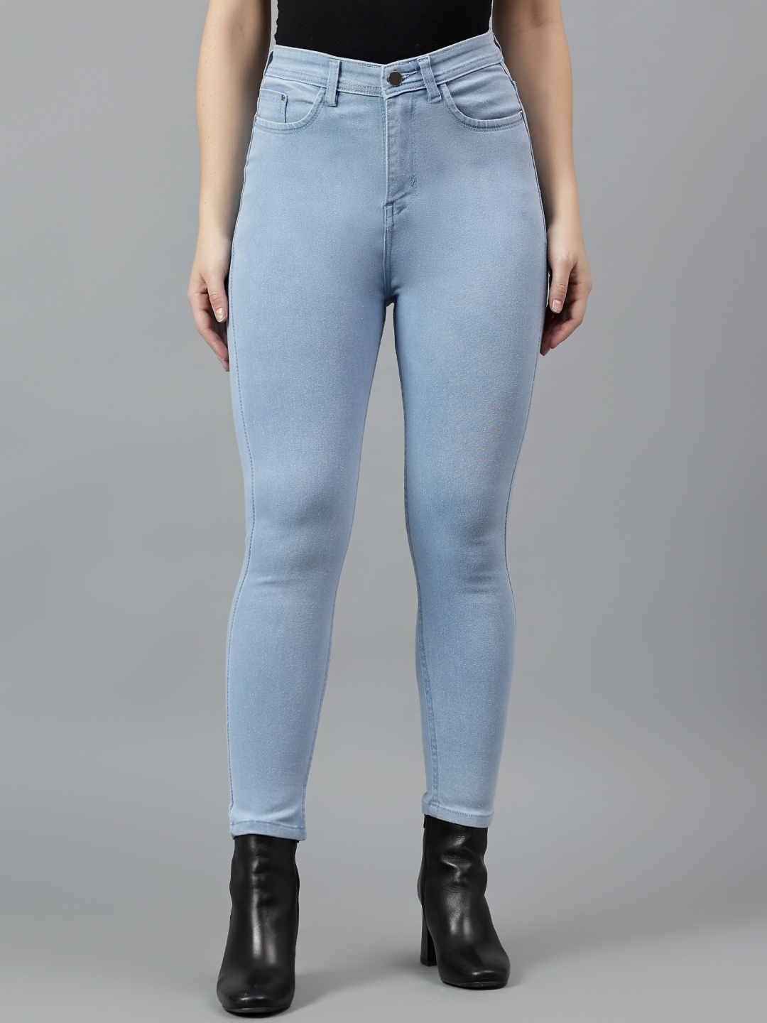 

POMPOUS Women Jean Slim Fit High-Rise Stretchable Jeans, Blue