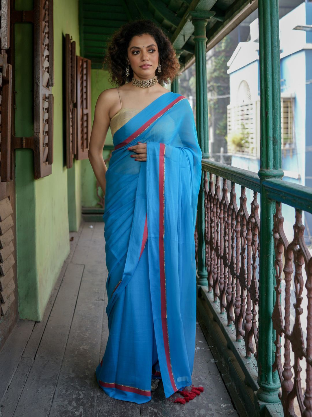 

Suta Women Cotton Zari Saree, Blue