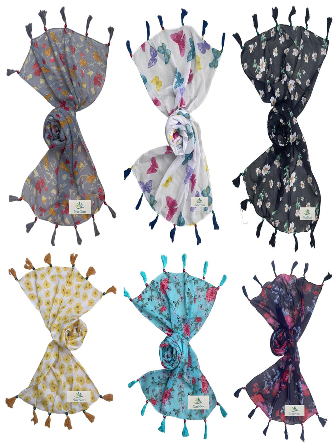 

NarNari Women Printed Scarf, Grey