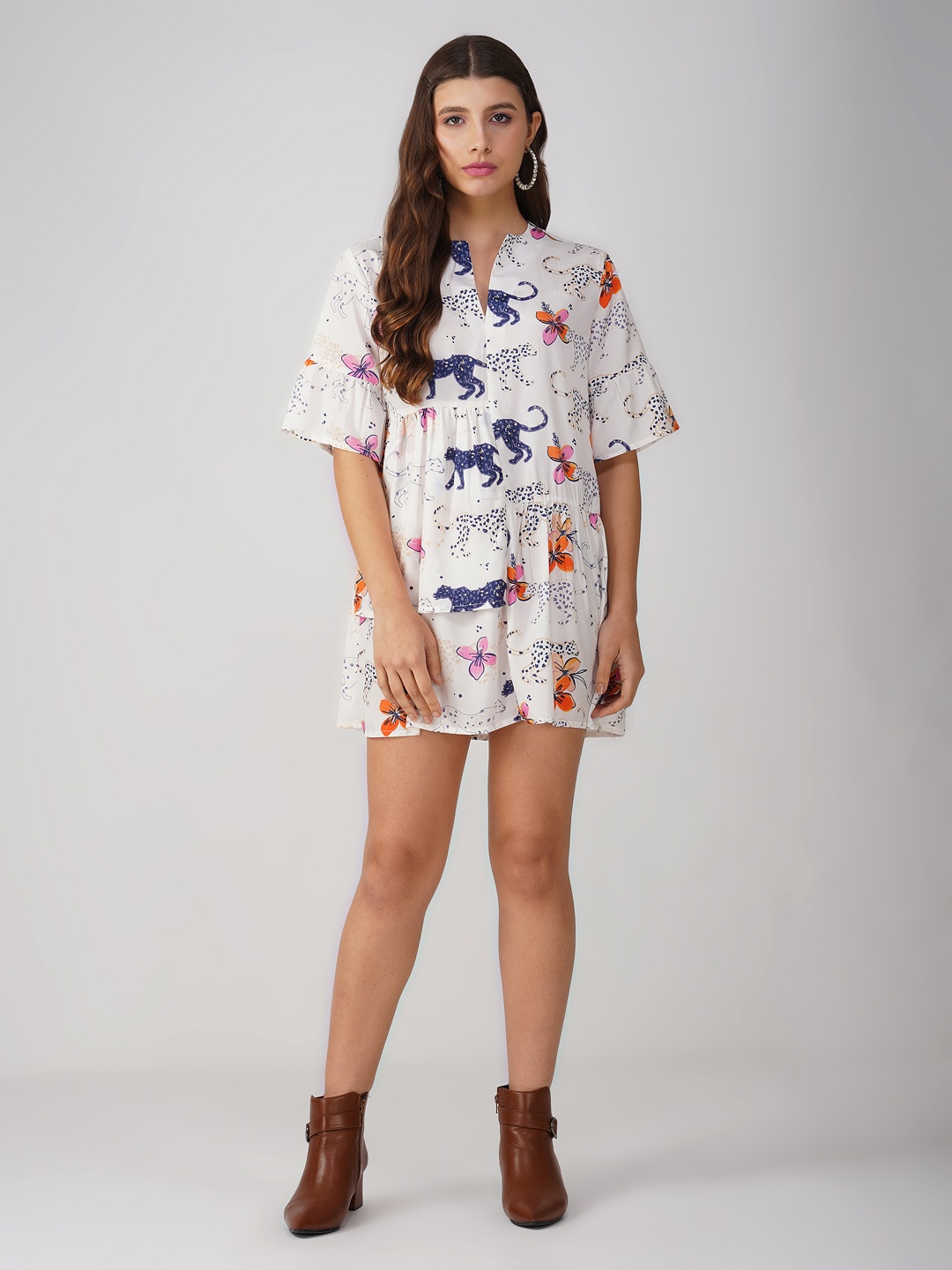 

HERE&NOW Floral Print Fit & Flare Midi Dress, Multi