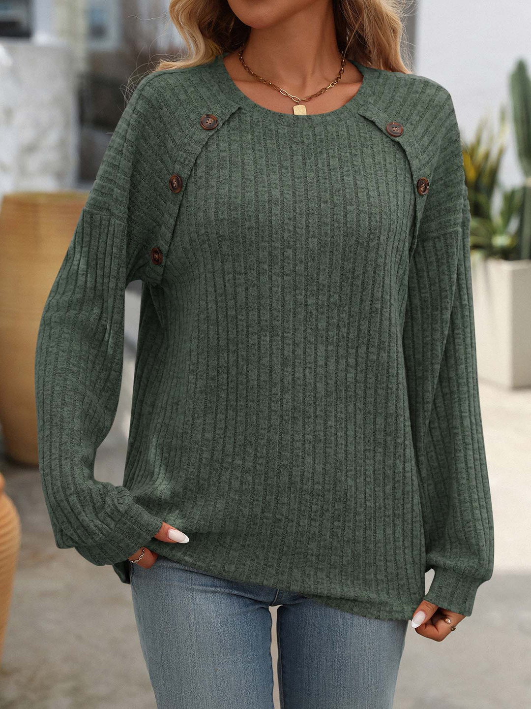 

StyleCast x Revolte Self Design Sweaters, Green