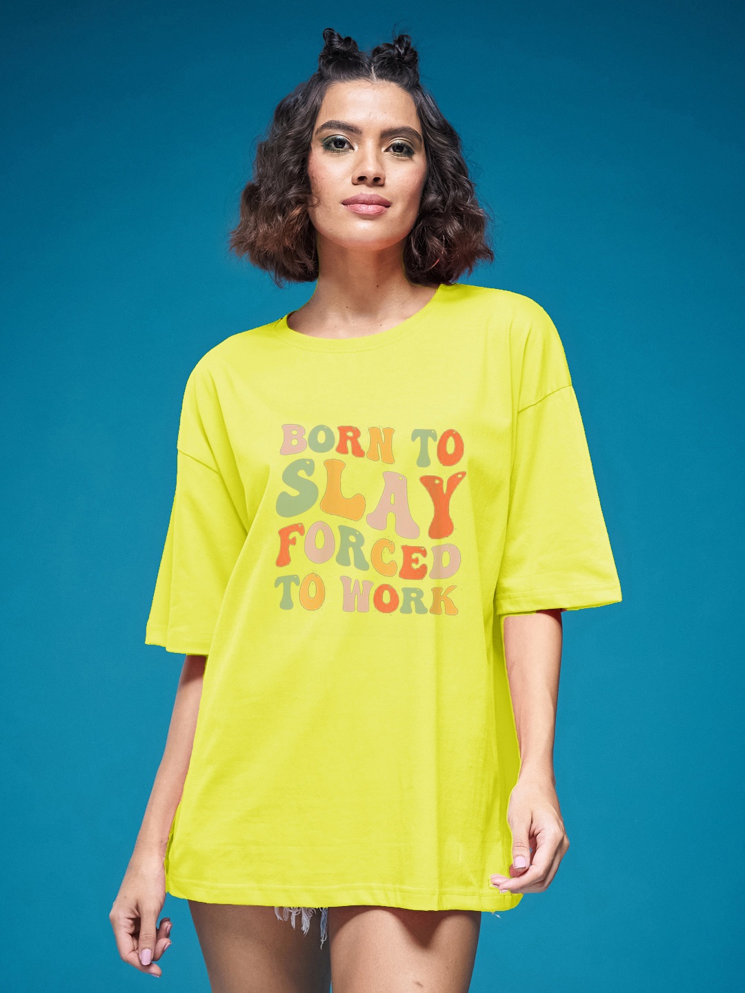 

SMARTEES Women Printed Applique T-shirt, Yellow
