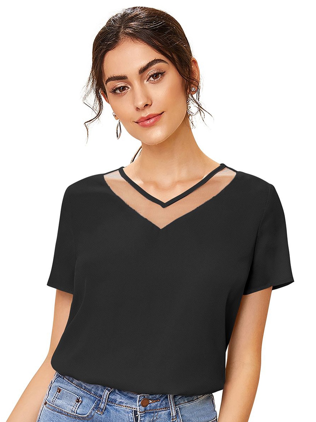 

Fashion Care Women V-Neck Regular Top, Black