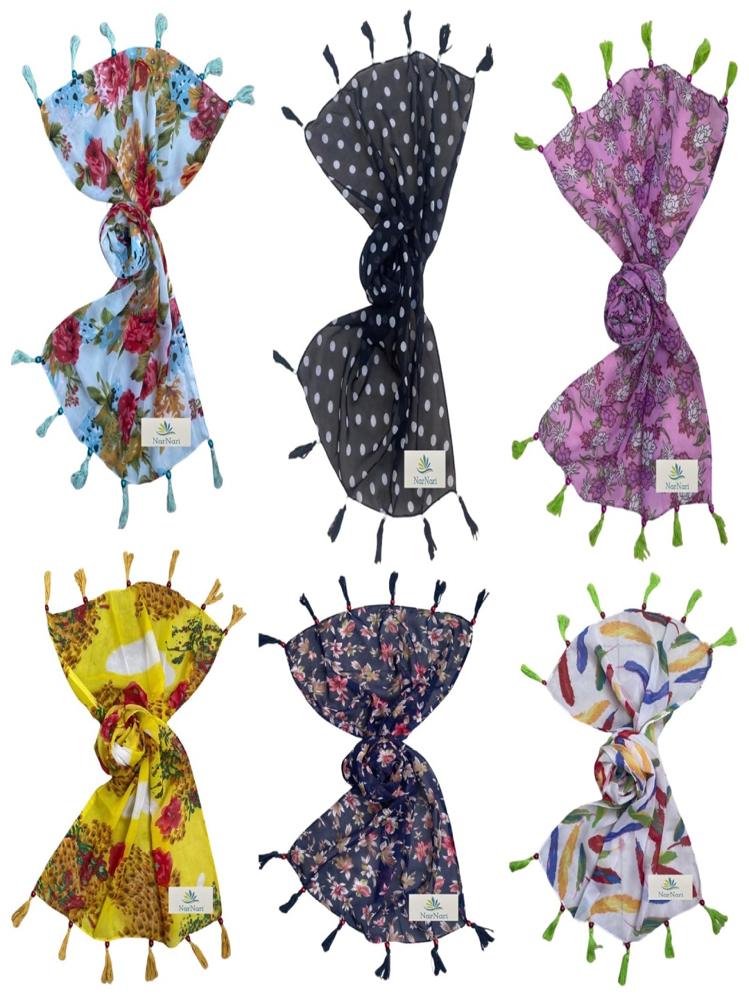 

NarNari Women Printed Scarf, Navy blue