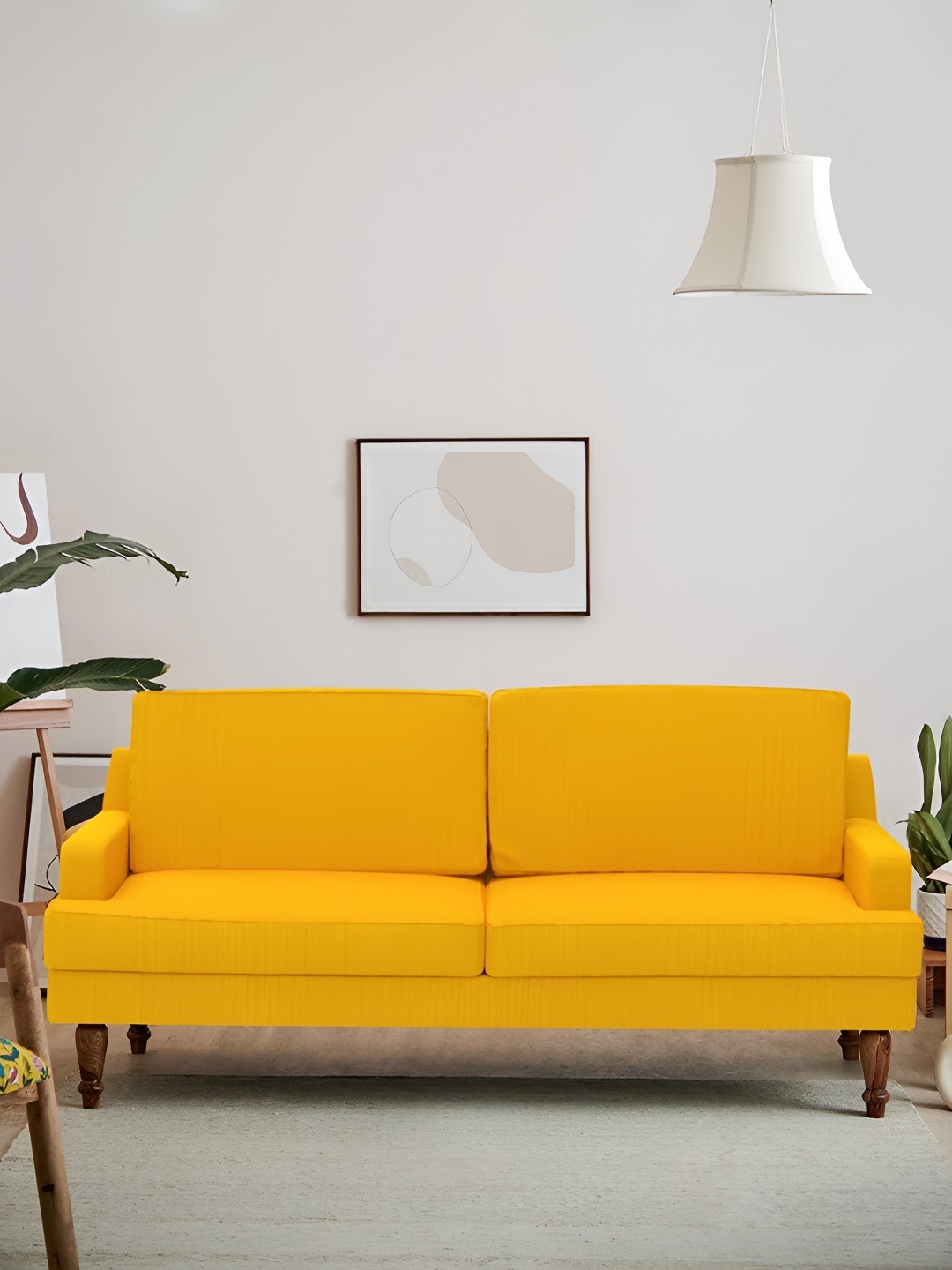 

Chumbak Nawab Couch Sahara Mustard Yellow Three Seater Inflatable Sofa and Bed