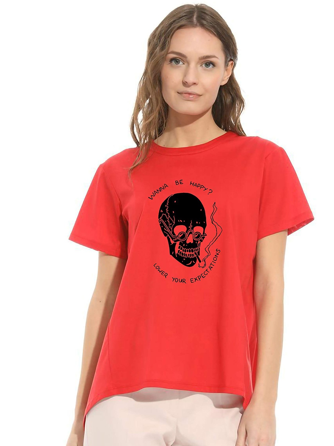 

VLAM Women Typography Printed T-shirt, Red